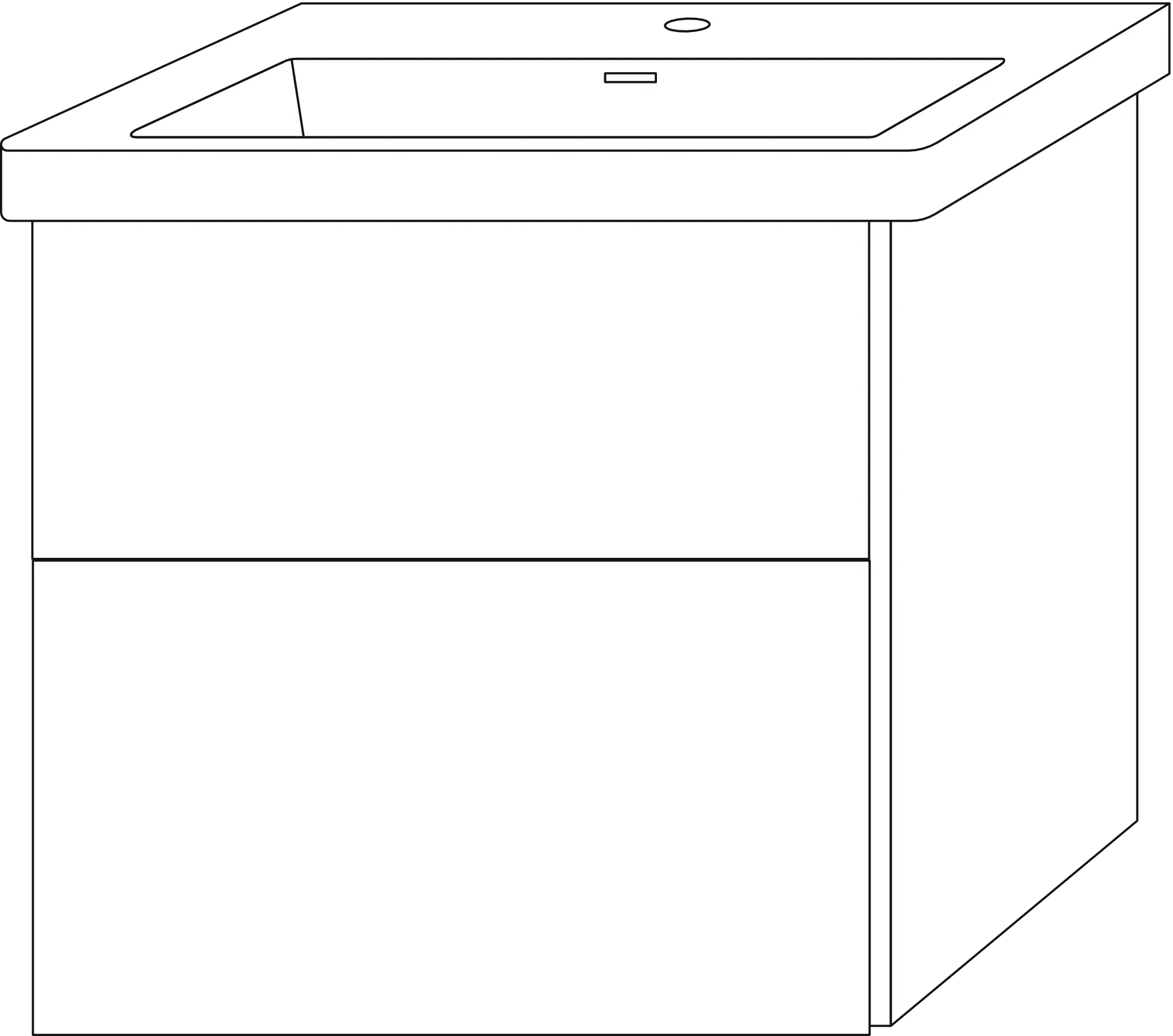 Waschtischunterbau mit Auszügen 3way (UF895) 588x605x462 Schwarz-Matt