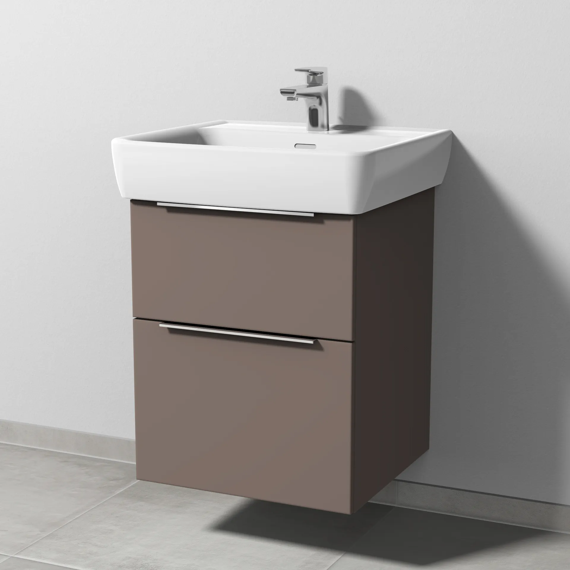 Sanipa Waschtischunterschrank „3way“ passend zu Keramik-Waschtische Pro A von Laufen 475 × 588 × 447 mm in Taupe (matt)