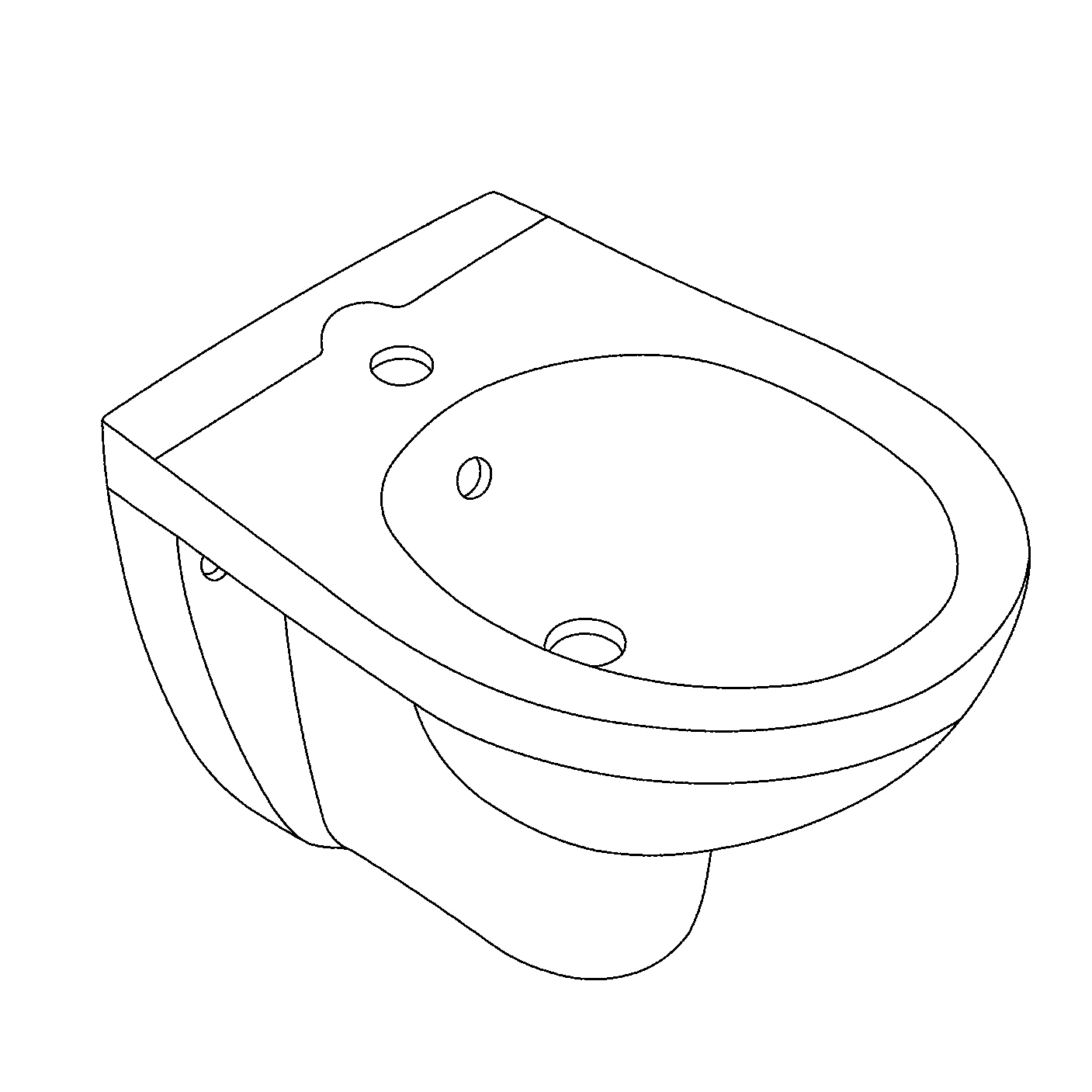 Wandbidet Bau Keramik 39433, 1 Hahnloch, mit Überlauf, aus Sanitärkeramik, alpinweiß