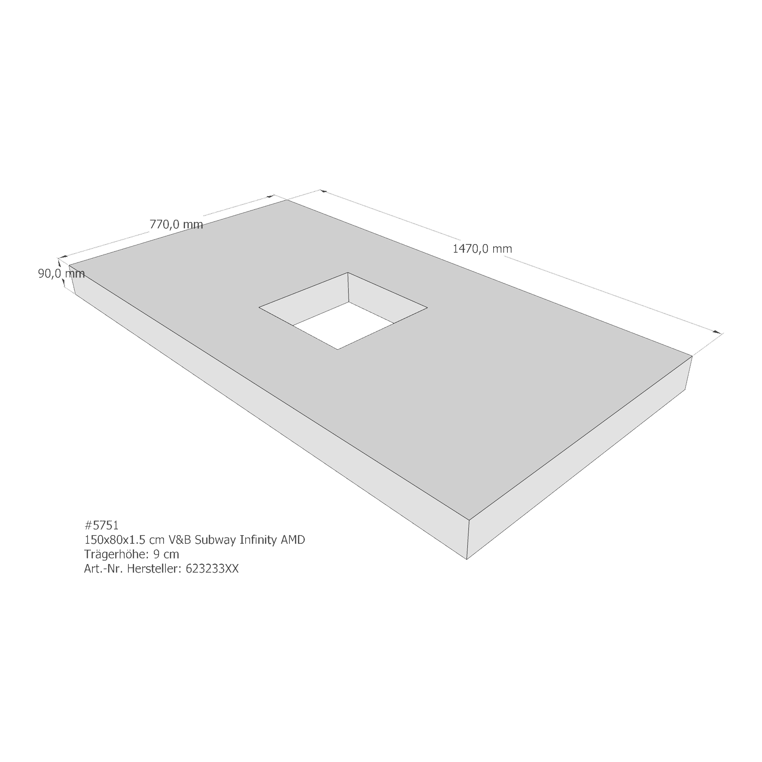 Duschwannenträger für Villeroy & Boch Subway Infinity 150 × 80 × 1,5 cm