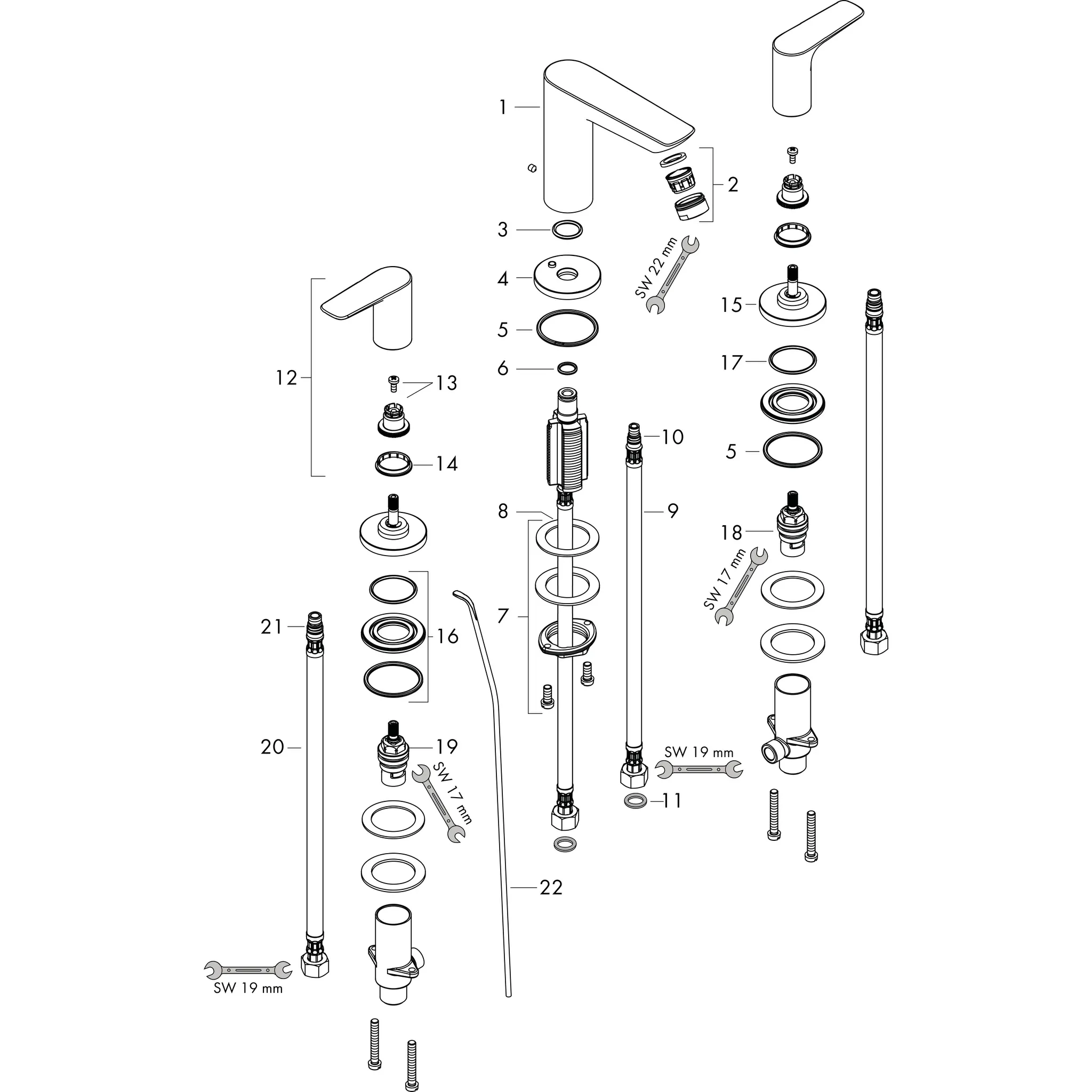 Hansgrohe Talis E 3-Loch Waschtischarmatur mit Zugstangen-Ablaufgarnitur, Chrom Hansgrohe Talis E 3-Loch Waschtischarmatur mit Zugstangen-Ablaufgarnitur, Chrom