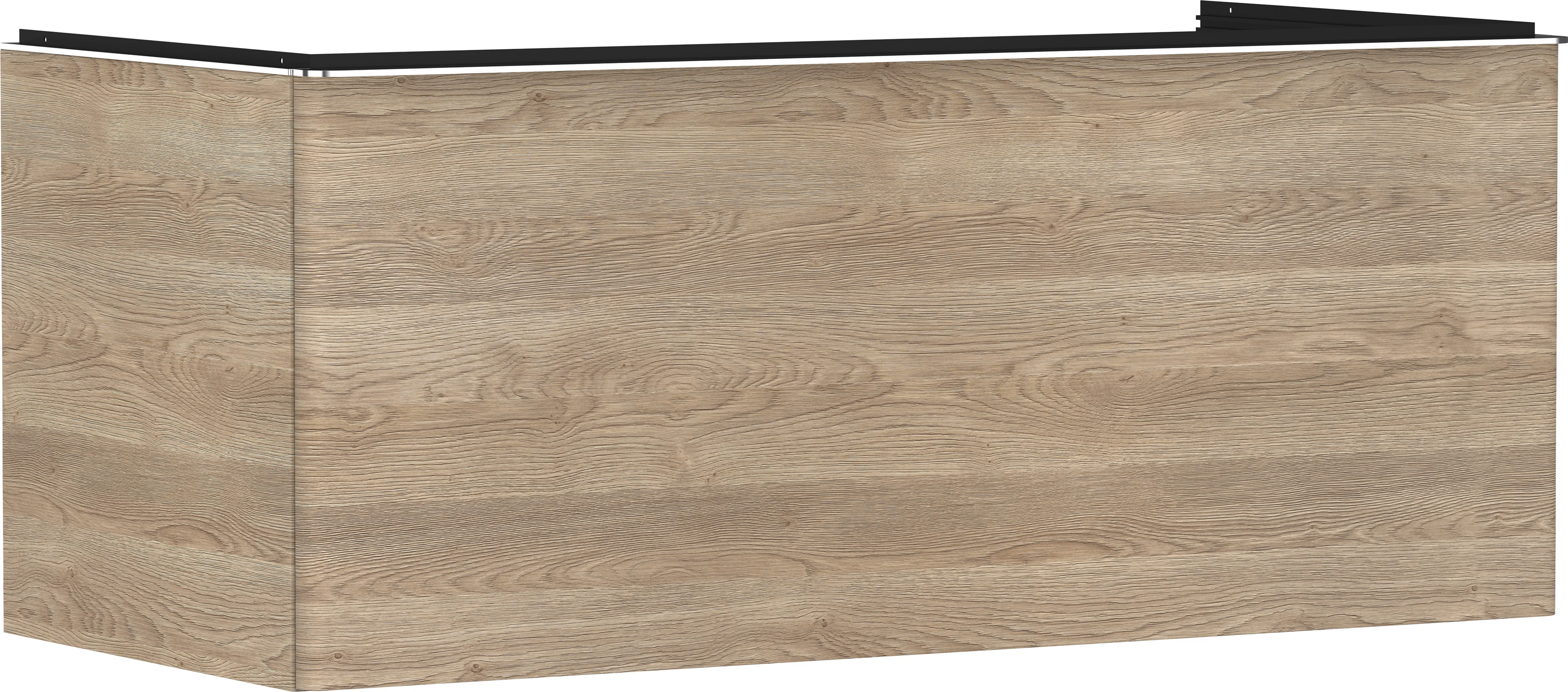 Hansgrohe Xelu Q Waschtischunterschrank Eiche Natur, 1.180 x 540 mm, 1 Schubkasten, verchromte Griffe, SoftClose, Wandmontage