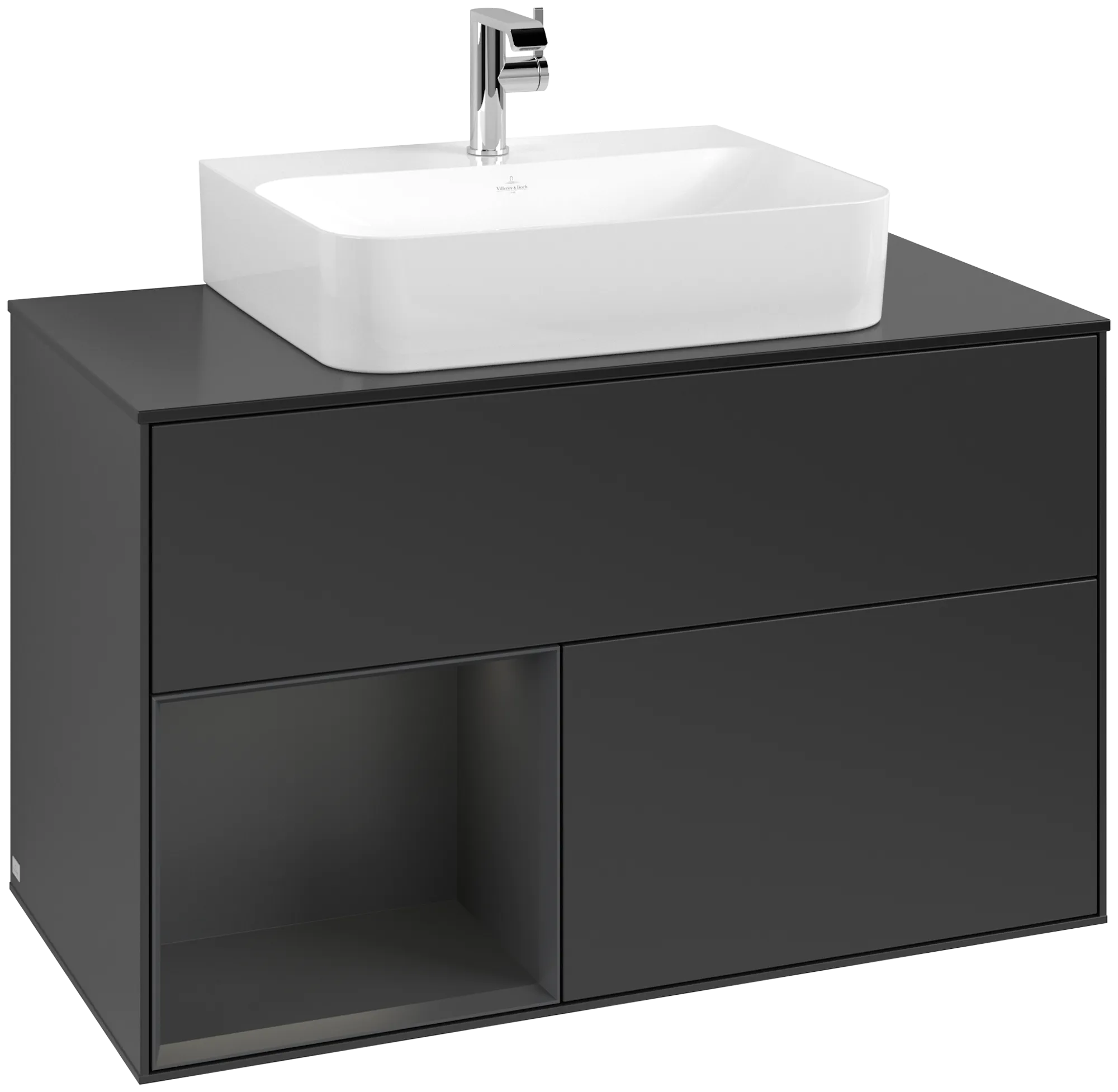 Villeroy & Boch Waschbeckenunterschrank Finion F11, 1000x603x501 mm, Black Matt Lacquer, mit Beleuchtung und Push-to-open Funktion Villeroy & Boch Waschbeckenunterschrank Finion F11, 1000x603x501 mm, Black Matt Lacquer, mit Beleuchtung und Push-to-open Funktion