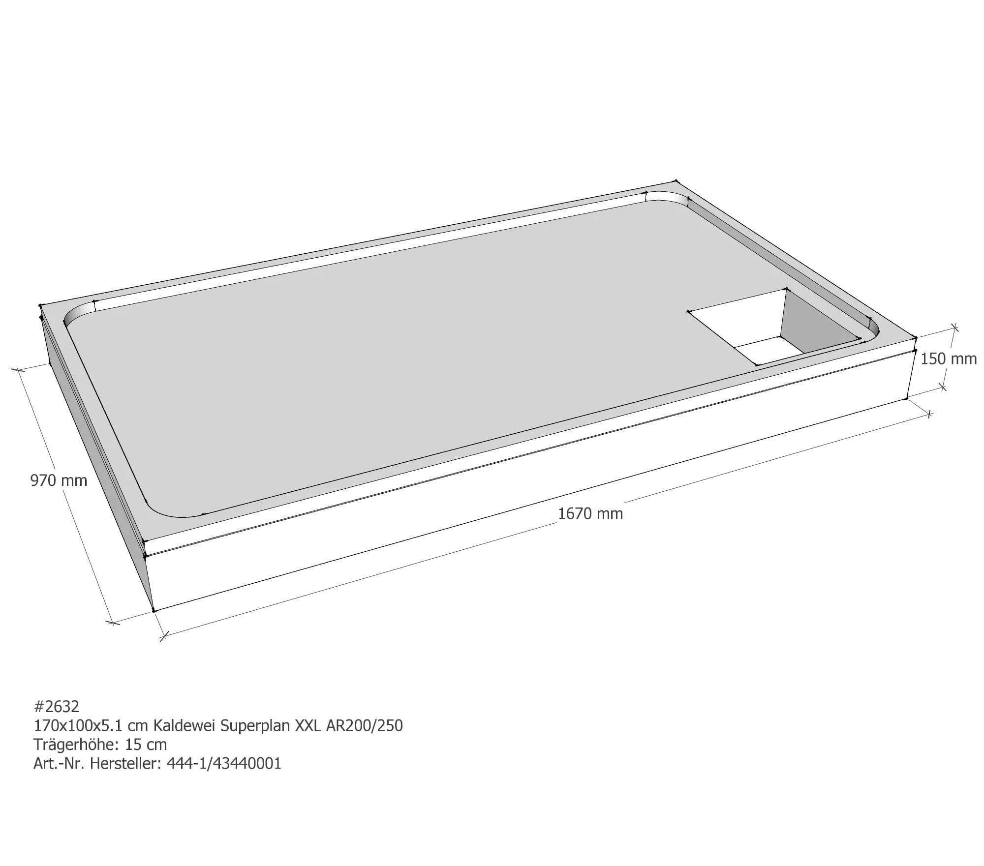 Duschwannenträger passend für Kaldewei Superplan XXL 170 × 100 × 5,1 cm Duschwannenträger passend für Kaldewei Superplan XXL 170 × 100 × 5,1 cm