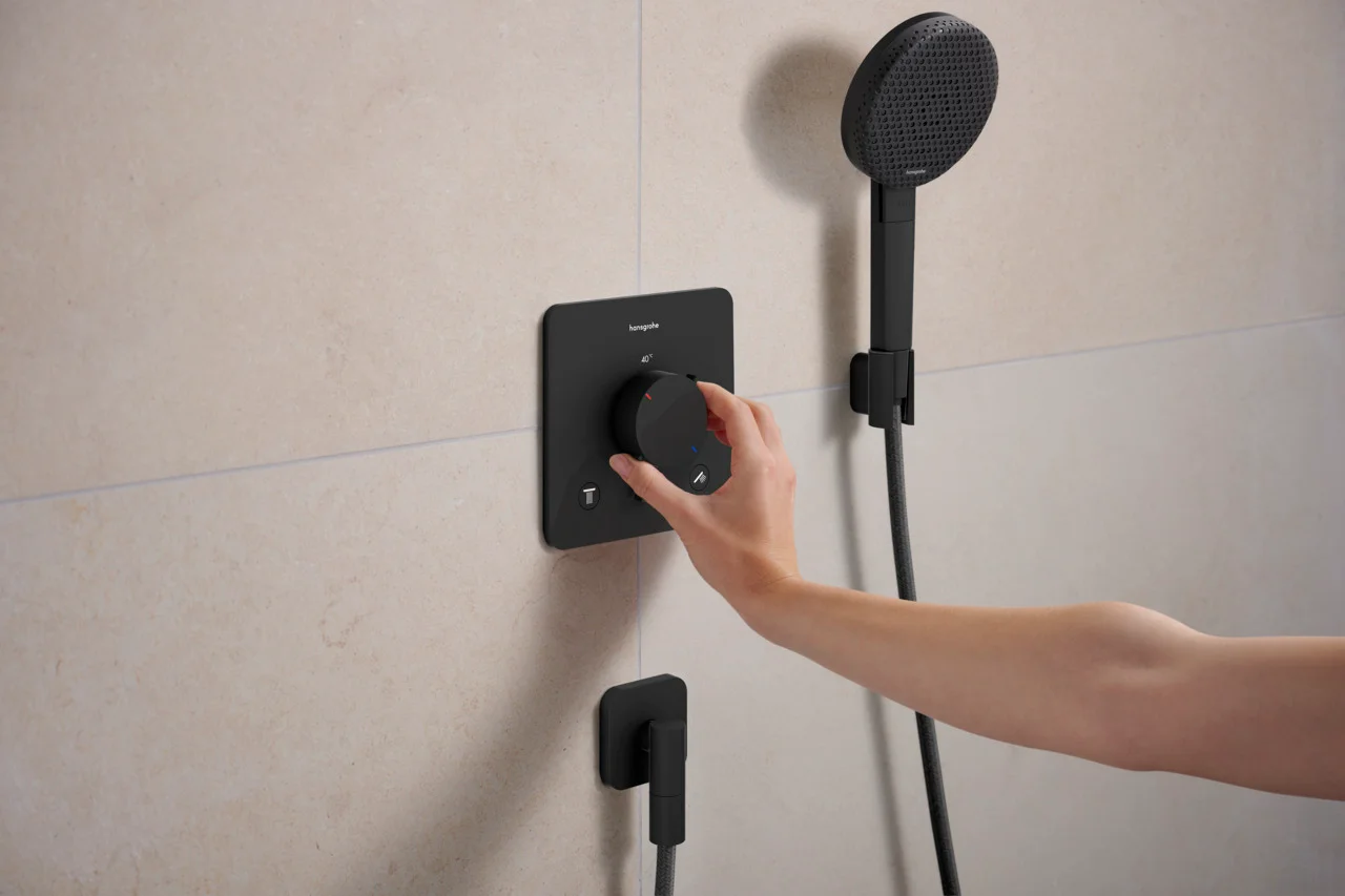 Hansgrohe Ecostat Comfort Q Thermostat Unterputz, 2 Verbraucher, Mattschwarz, iBox universal 2 Anschluss