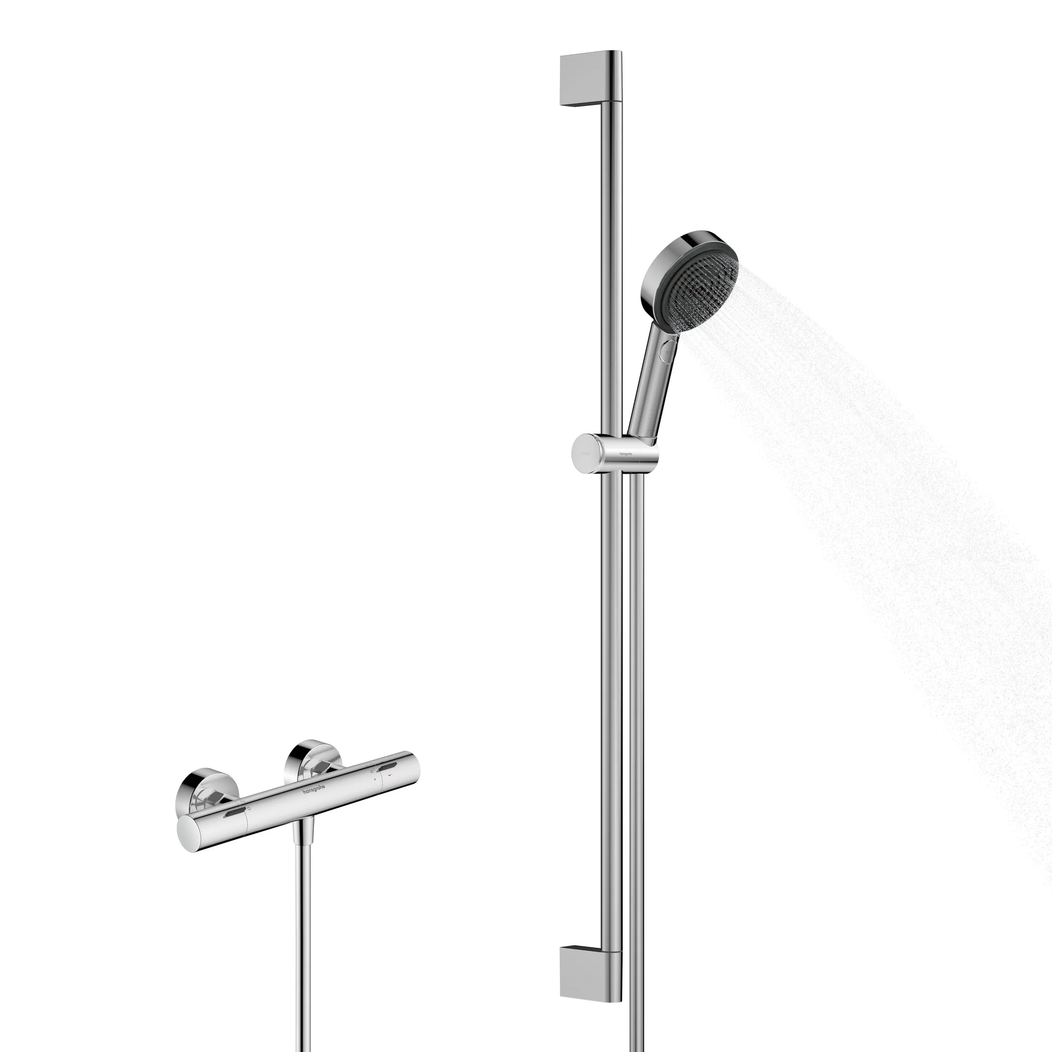 Hansgrohe Pulsify Select S Brausesystem mit Ecostat Fine Thermostat, 105 mm Brausekopf, 90 cm Brausestange, Chrom, PowderRain, IntenseRain, Massagestrahl Hansgrohe Pulsify Select S Brausesystem mit Ecostat Fine Thermostat, 105 mm Brausekopf, 90 cm Brausestange, Chrom, PowderRain, IntenseRain, Massagestrahl