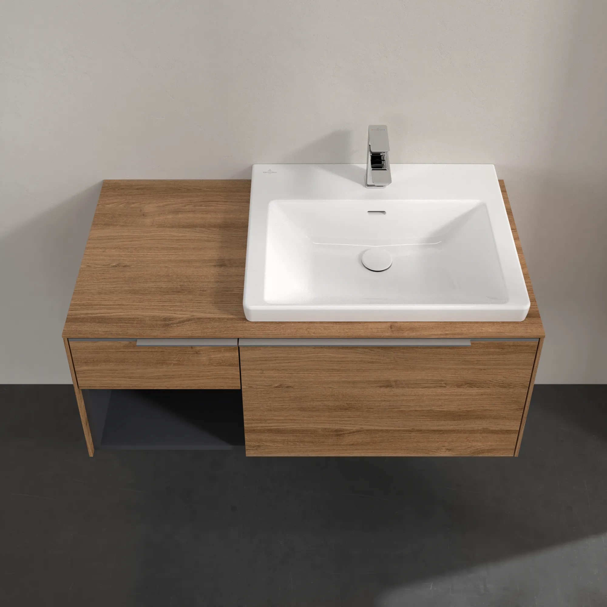 Villeroy & Boch Waschtischunterschrank mit Regalelement „Subway 3.0“ für Schrankwaschtisch 1001 × 423 × 516 mm Kansas Oak, für Becken rechts