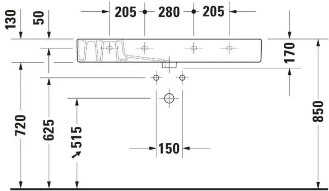 Wandwaschtisch „Vero“, mit Überlauf, Hahnlochposition mittig Wandwaschtisch „Vero“, mit Überlauf, Hahnlochposition mittig