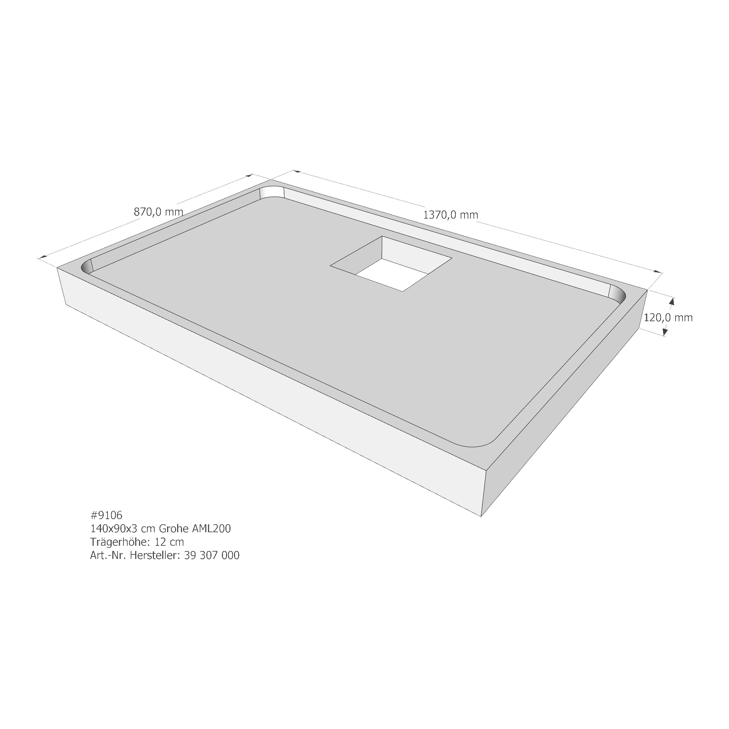 Duschwannenträger für Grohe Acryl Duschwanne 140 × 90 × 3 cm
