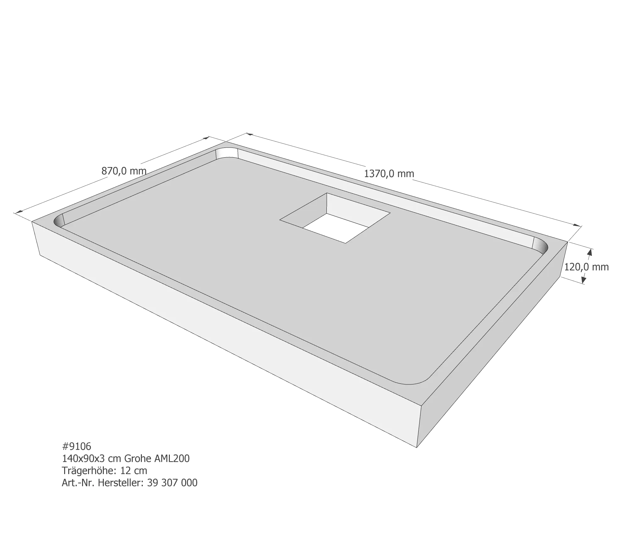Duschwannenträger für Grohe Acryl Duschwanne 140 × 90 × 3 cm Duschwannenträger für Grohe Acryl Duschwanne 140 × 90 × 3 cm