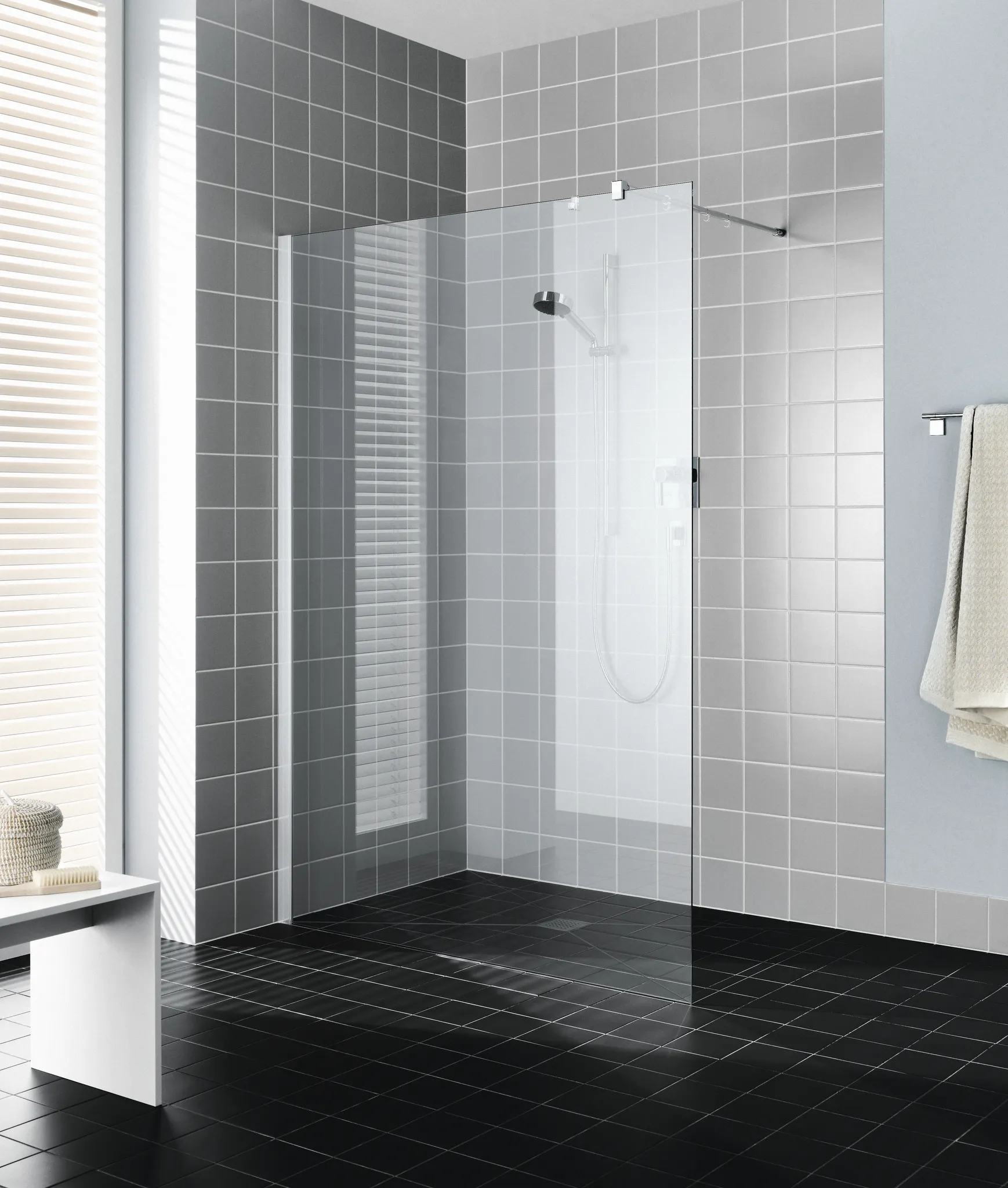 Kermi Duschdesign Walk-In-Duschkabine WALK-IN Wall „FILIA XP“ Glas Klar, BV: 775 - 800 mm WE: 785 - 810 mm H: 2000 mm