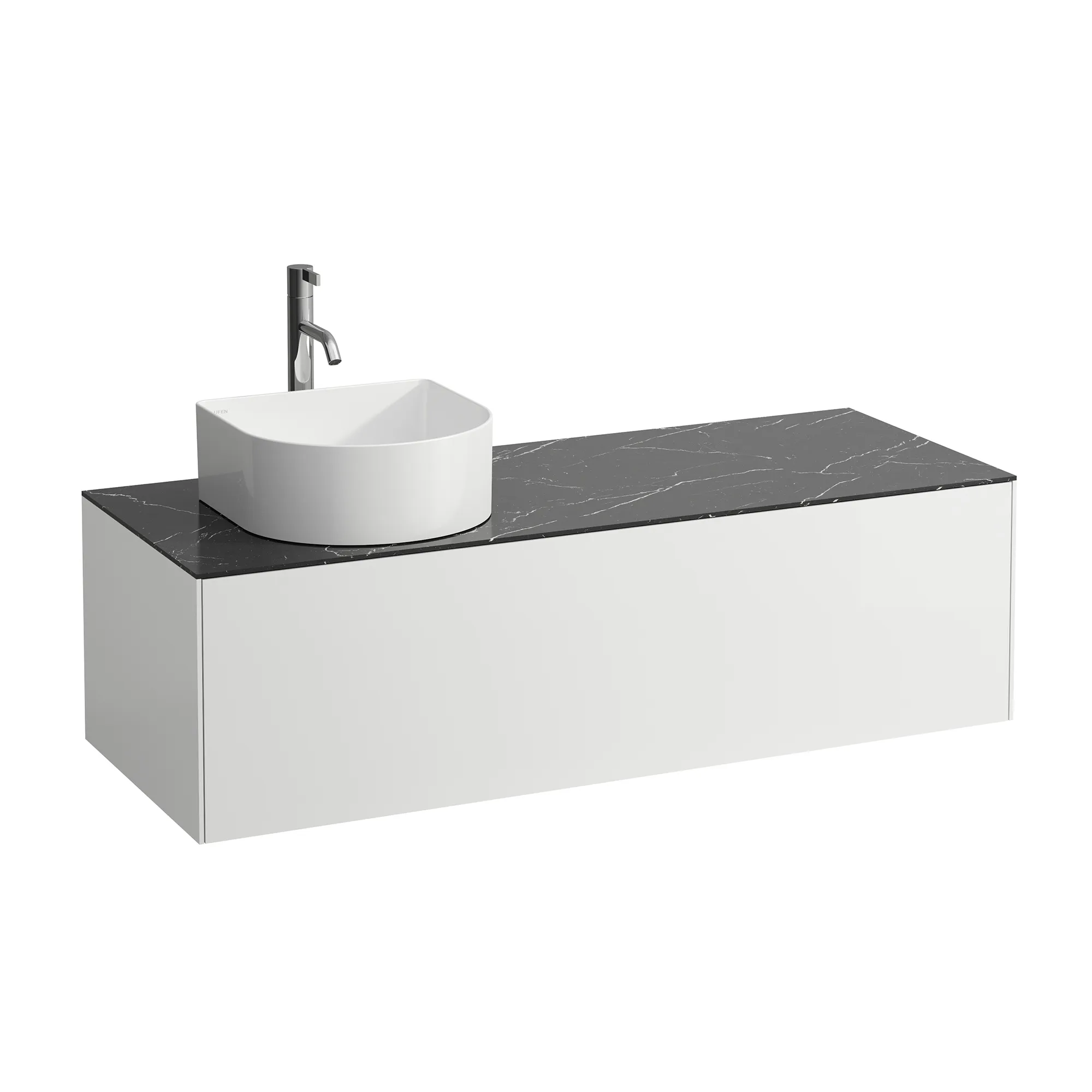 Laufen Waschtischunterbau „SONAR“ 1177 × 341 × 457 mm Weiß matt, ohne Hahnlochbohrung, links Laufen Waschtischunterbau „SONAR“ 1177 × 341 × 457 mm Weiß matt, ohne Hahnlochbohrung, links