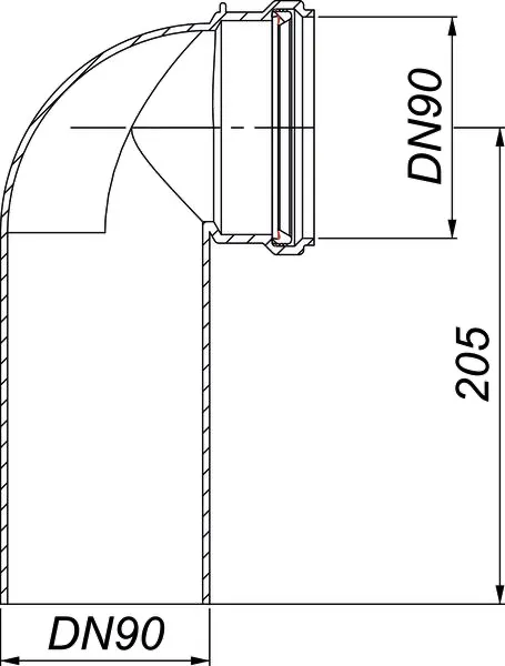 Wand-WC-Bogen 88, DN 90 x DN 90