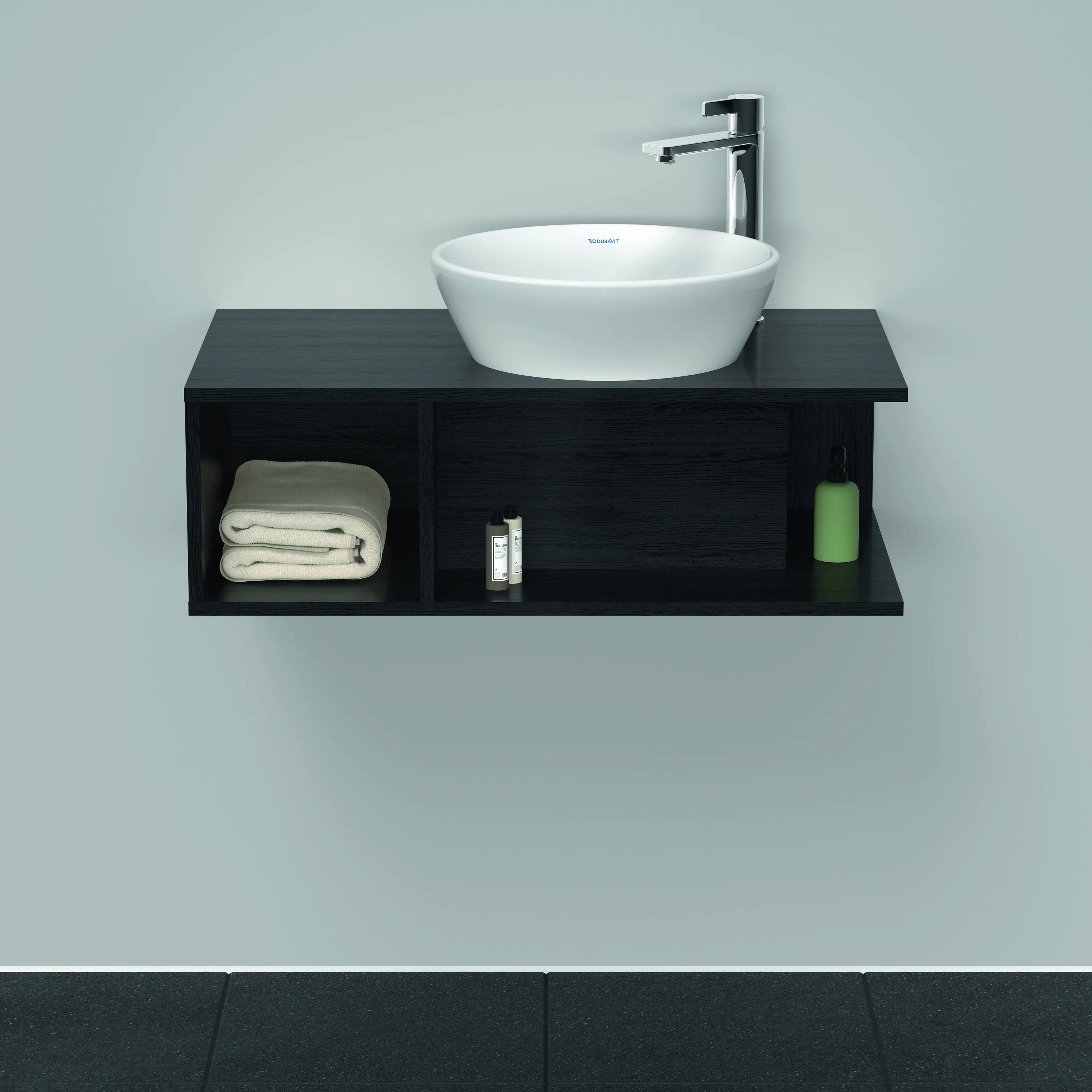 Duravit Waschtischunterschrank wandhängend „D-Neo“ 80 × 26 × 48 cm Eiche Schwarz Duravit Waschtischunterschrank wandhängend „D-Neo“ 80 × 26 × 48 cm Eiche Schwarz