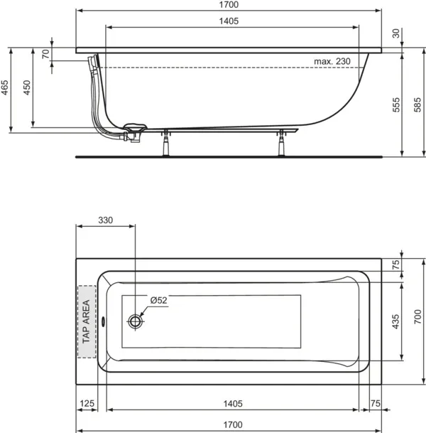 Ideal Standard Badewanne „LaDolceVita“ 70 × 170 cm