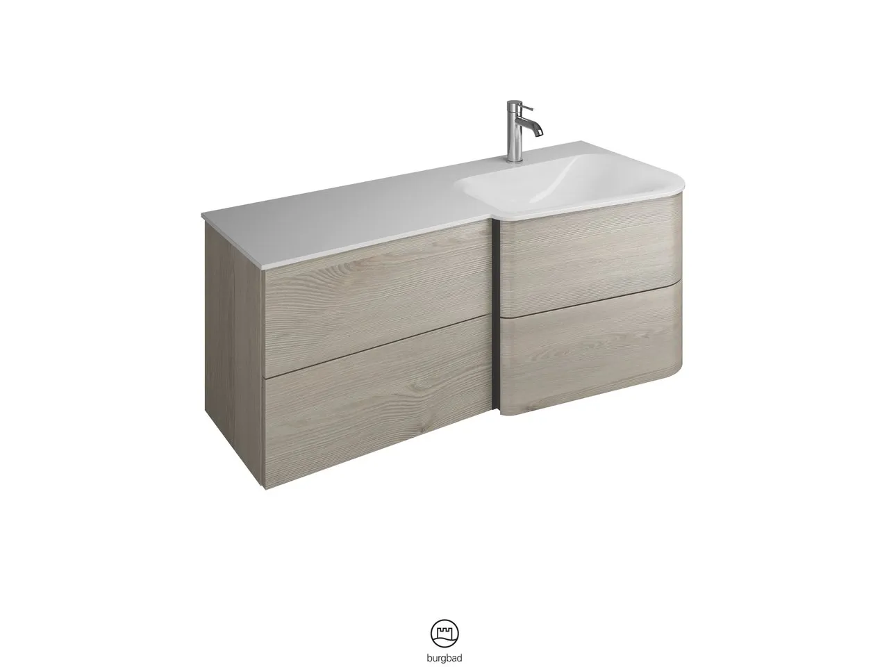 burgbad Badmöbelset „Badu“ Griffleiste, Schwarz, in Veloursgrau Softmatt burgbad Badmöbelset „Badu“ Griffleiste, Schwarz, in Veloursgrau Softmatt