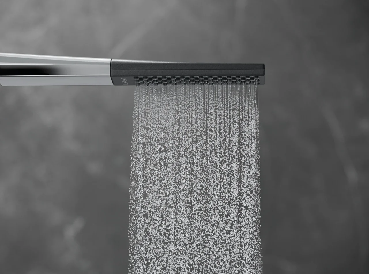 Hansgrohe Rainfinity Stabhandbrause 1jet Chrom, 100 x 38 mm, PowderRain Strahlart, QuickClean, max. Durchfluss 13,8 l/min ab 5,5 l/min, Anschluss G 1/2