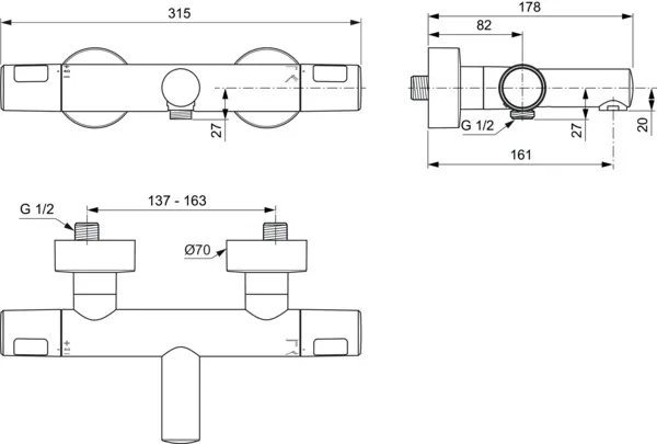 Zweihand-Wannenarmatur „CerathermT25N“ Ausladung 163 mm in Silk Black Zweihand-Wannenarmatur „CerathermT25N“ Ausladung 163 mm in Silk Black