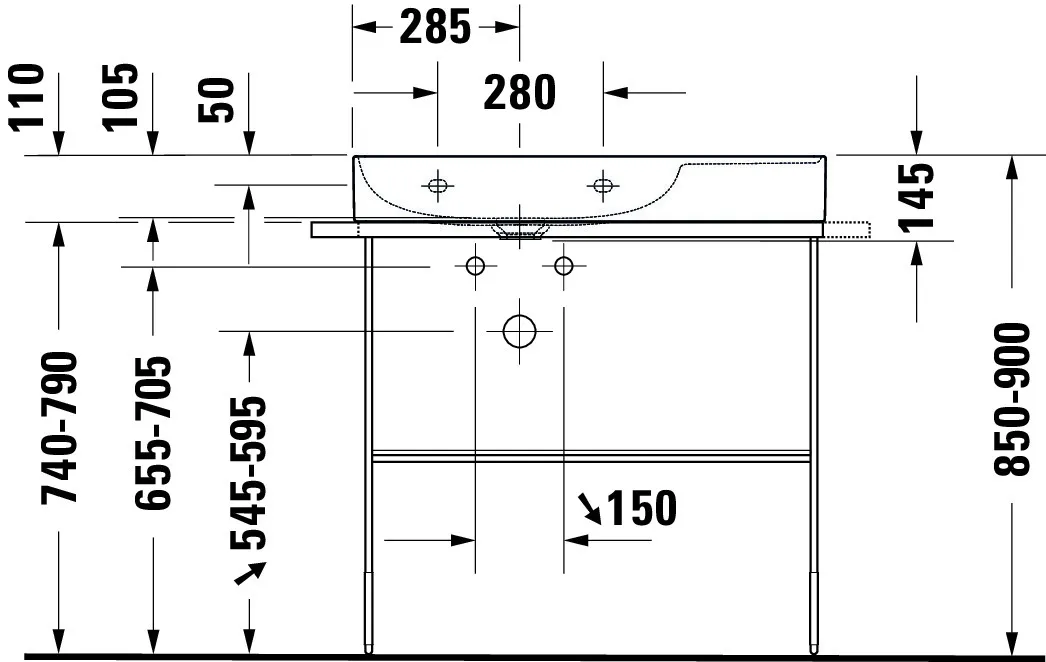 Wandwaschtisch „DuraSquare“, ohne Überlauf, Hahnlochposition mittig Wandwaschtisch „DuraSquare“, ohne Überlauf, Hahnlochposition mittig