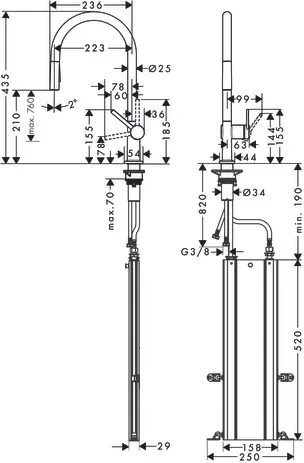 Spültischmischer 210 Talis M54 Ausziehbrause 2jet sBox chrom Spültischmischer 210 Talis M54 Ausziehbrause 2jet sBox chrom
