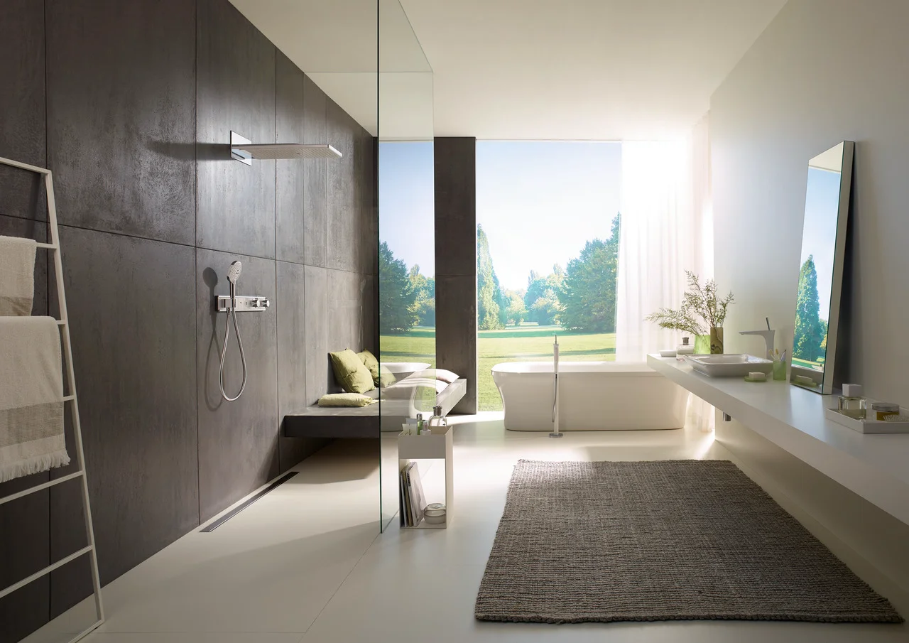 Hansgrohe Rainmaker Select Kopfbrause 580 3jet, Wandmontage weiß/chrom, 586 x 258 mm, 19,5–22 l/min Durchfluss