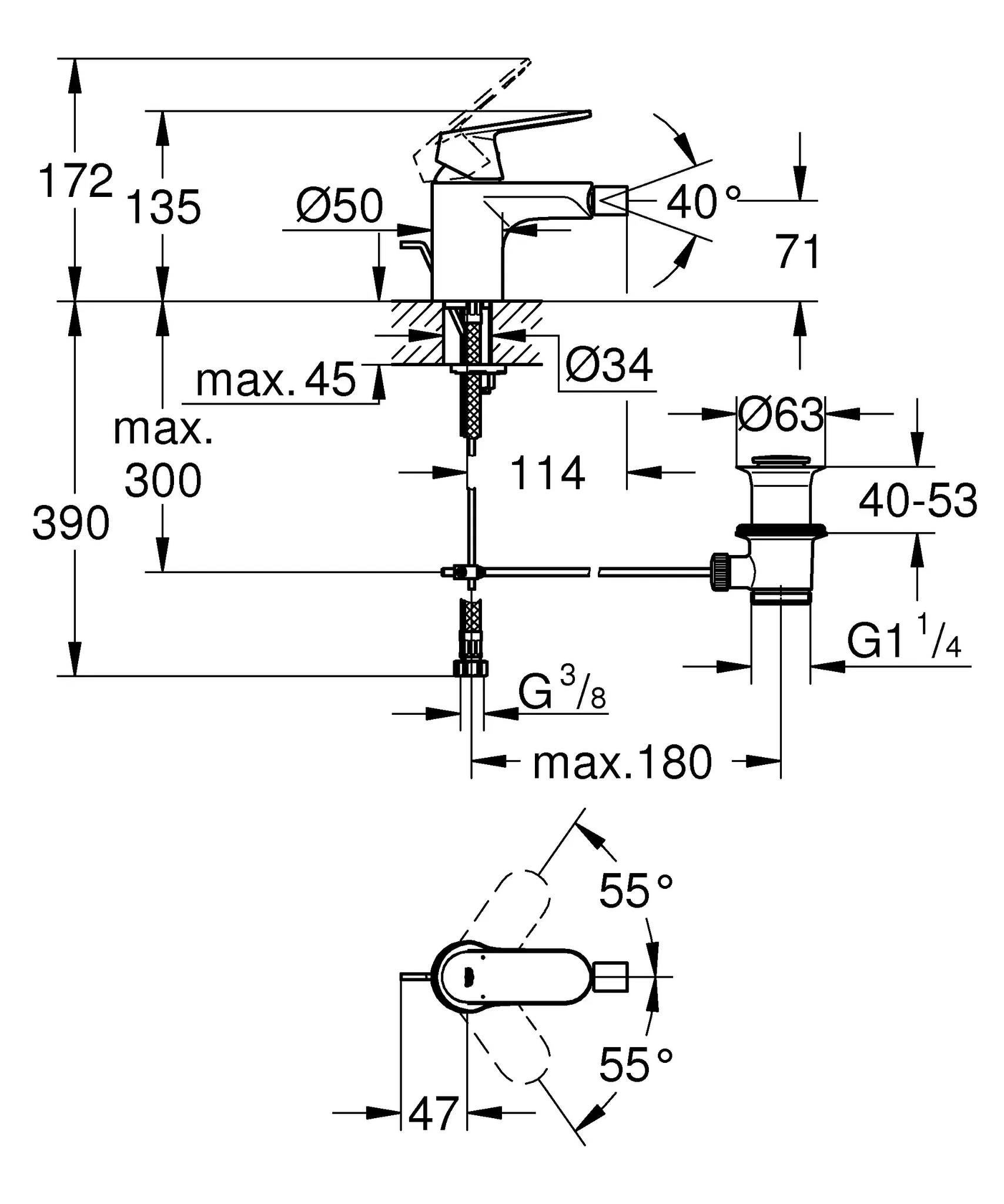Grohe Eurosmart Cosmopolitan Einhand-Bidetbatterie 32839, chrom Grohe Eurosmart Cosmopolitan Einhand-Bidetbatterie 32839, chrom