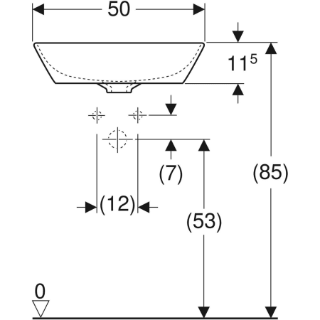 Aufsatzwaschtisch in Schalenform „One“, rechteckig 50 × 42,5 cm in weiß mit KeraTect® Aufsatzwaschtisch in Schalenform „One“, rechteckig 50 × 42,5 cm in weiß mit KeraTect®