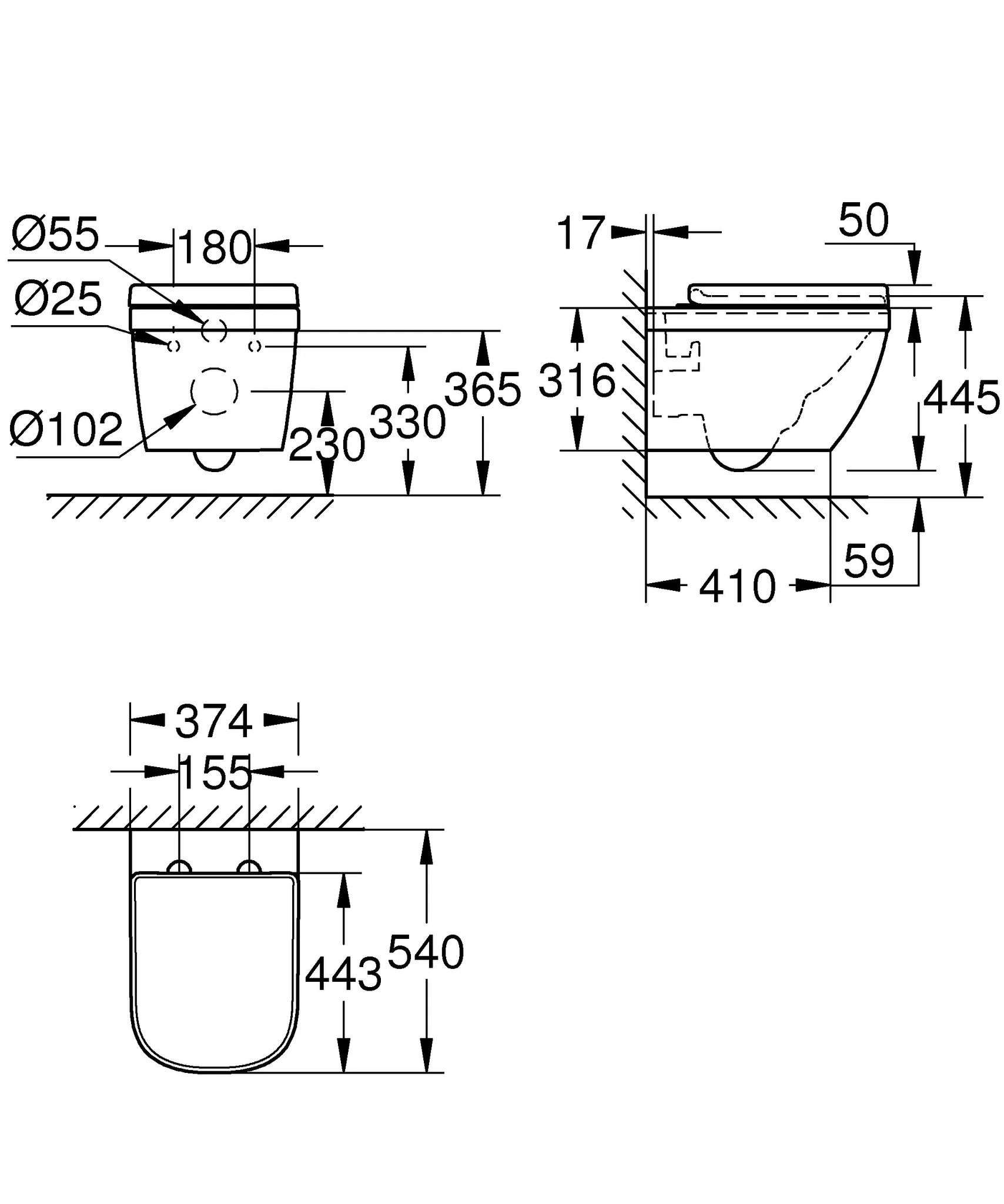 Grohe Wand-Tiefspül-WC-Set Euro Keramik 39554 alpinweiß Grohe Wand-Tiefspül-WC-Set Euro Keramik 39554 alpinweiß