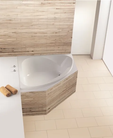 Hoesch Badewanne „Spectra“ eck 140 × 140 cm, ohne Schürze in Weiß