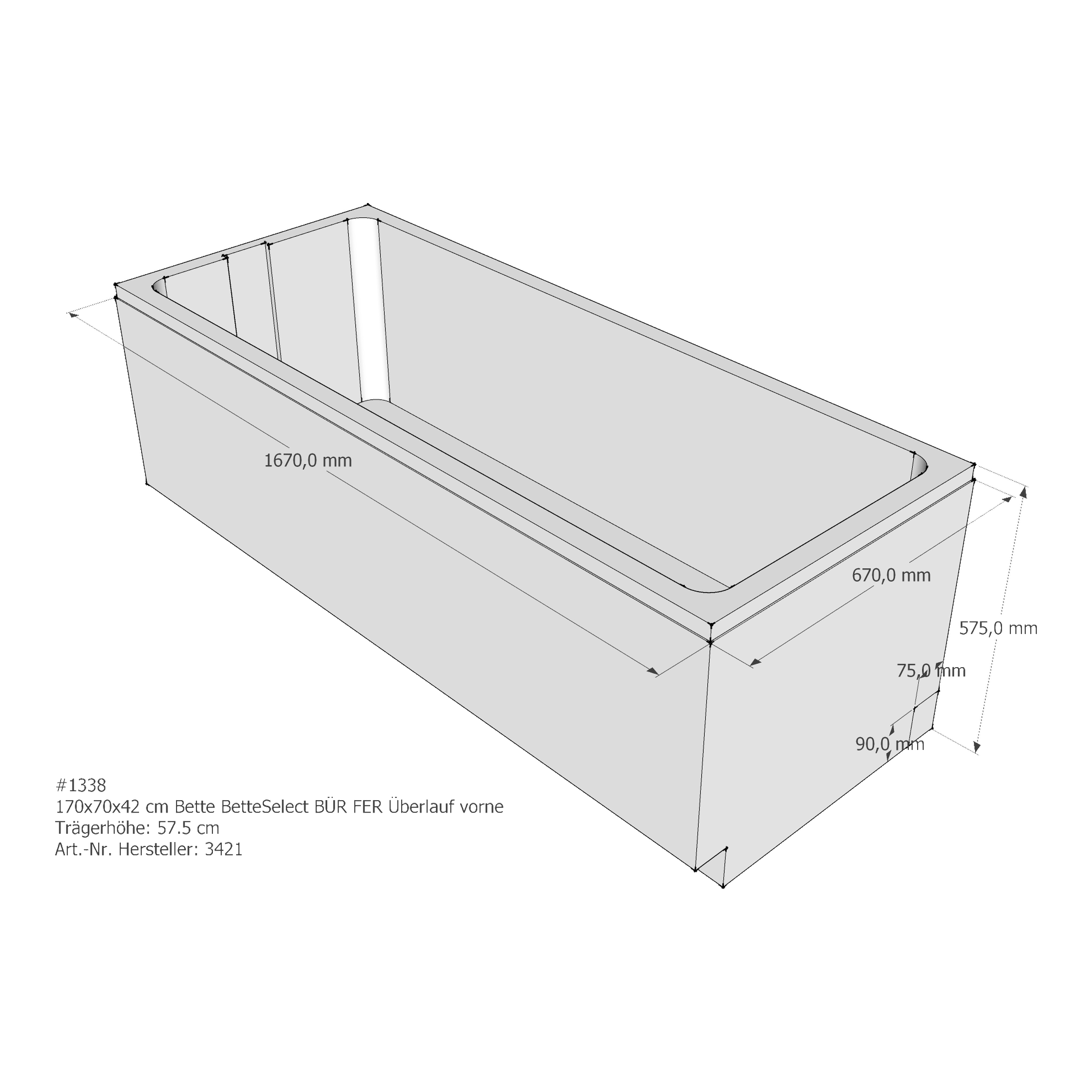 Badewannenträger für Bette Select 170 × 70 × 42 cm Badewannenträger für Bette Select 170 × 70 × 42 cm