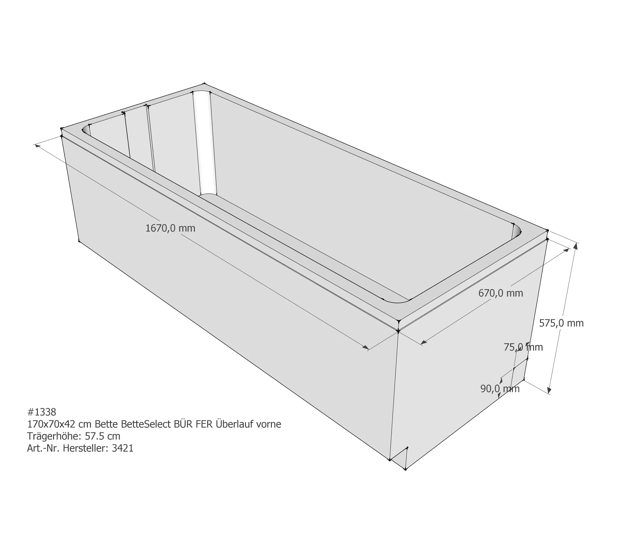 Badewannenträger für Bette Select 170 × 70 × 42 cm Badewannenträger für Bette Select 170 × 70 × 42 cm