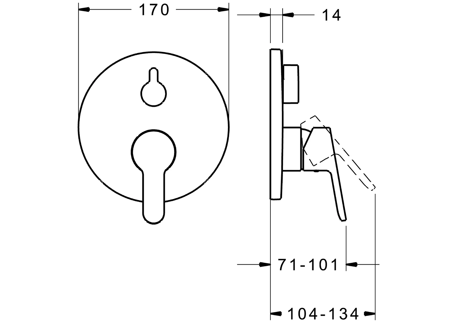 HansaPRIMO Wannen- und Brausearmatur Einhebelmischer Fertigmontageset für Wanne/Brause HansaPRIMO 8990 Rosette rund Chrom