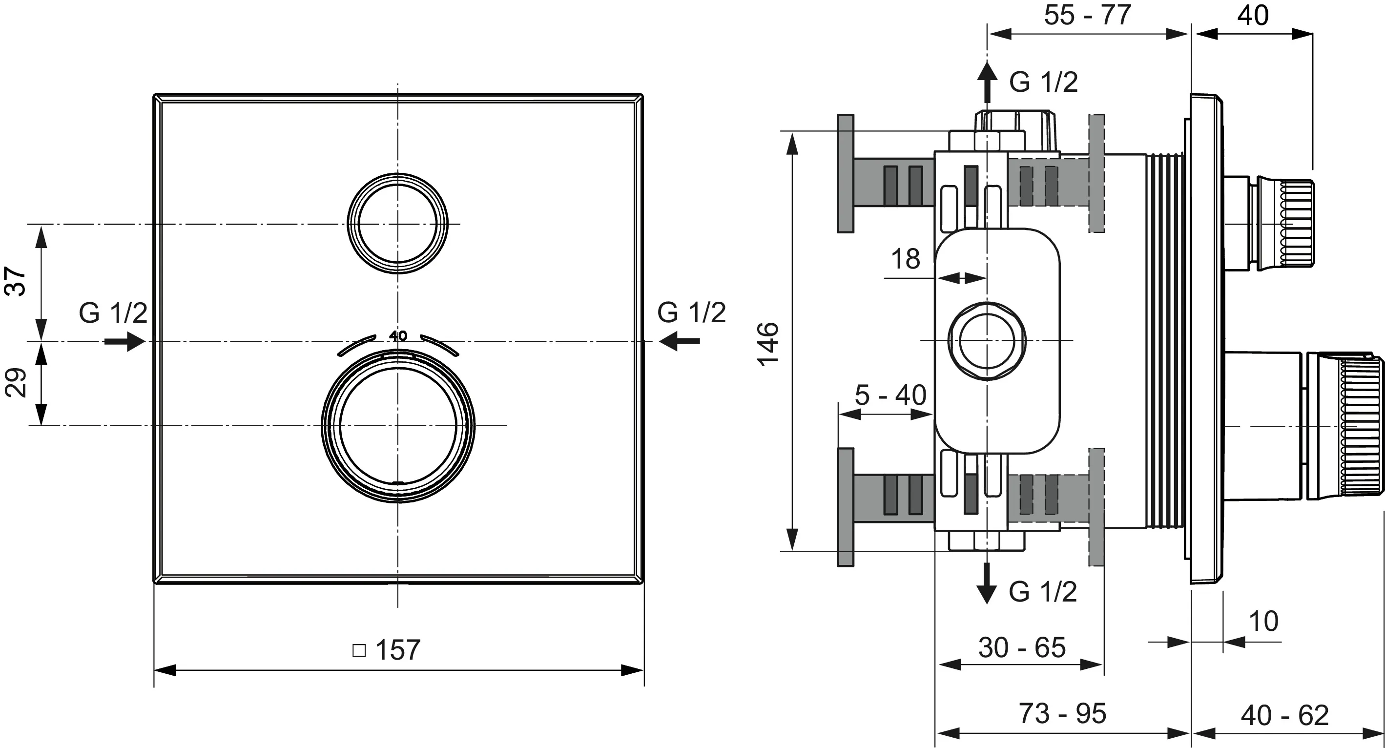 Zweihand-Duscharmatur „CerathermNavigo“ in Chrom