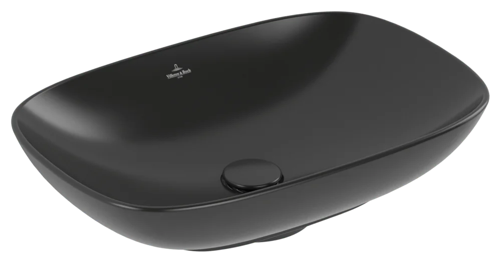 Villeroy & Boch Aufsatzwaschbecken Loop & Friends Pure Black CeramicPlus, 120 x 560 x 380 mm, TitanCeram, matt, mit Überlauf