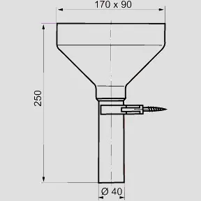 Anschlussrohr 250 × 40 mit Auffangtrichter Anschlussrohr 250 × 40 mit Auffangtrichter