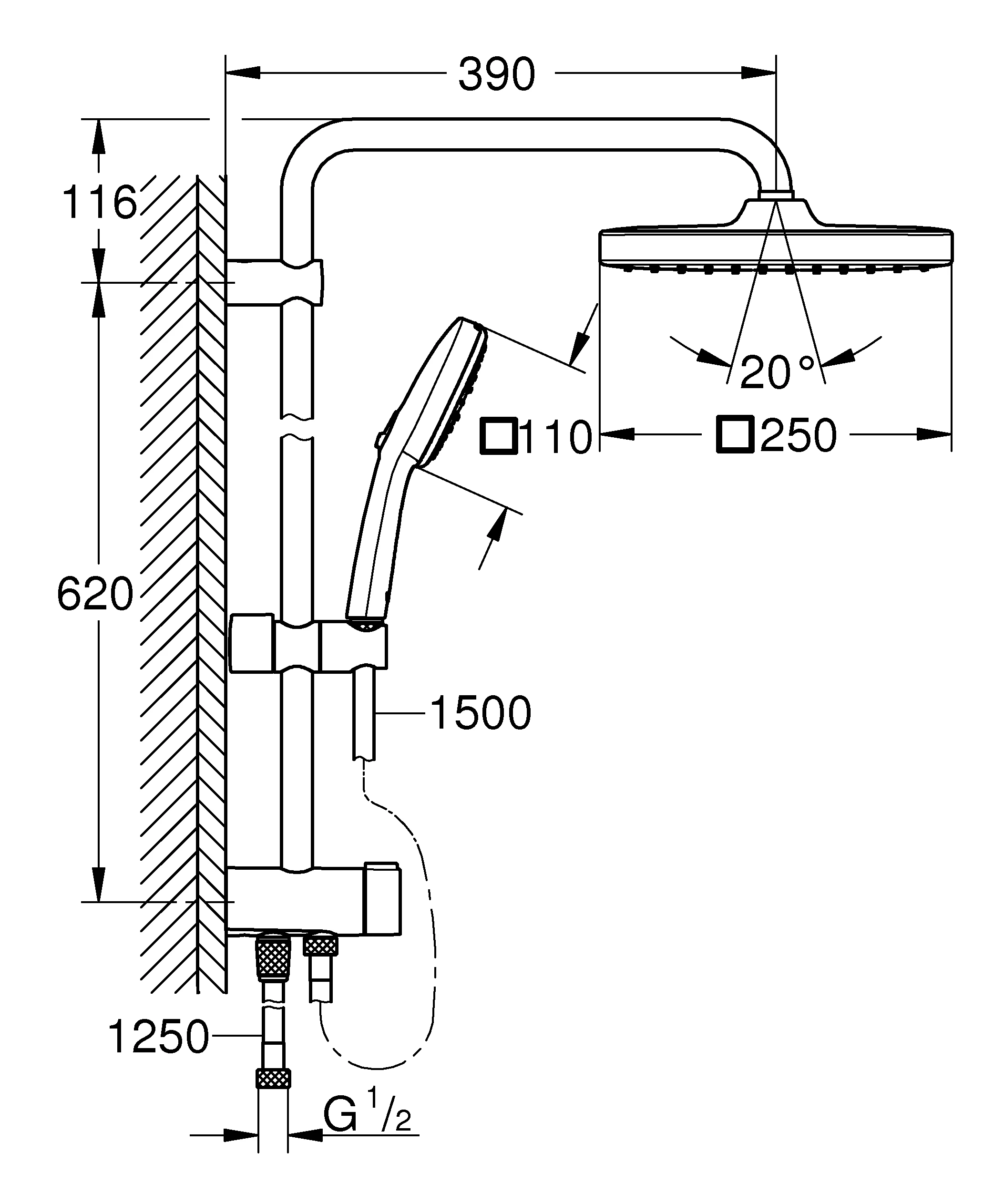 Grohe Duschsystem „Tempesta system 250“