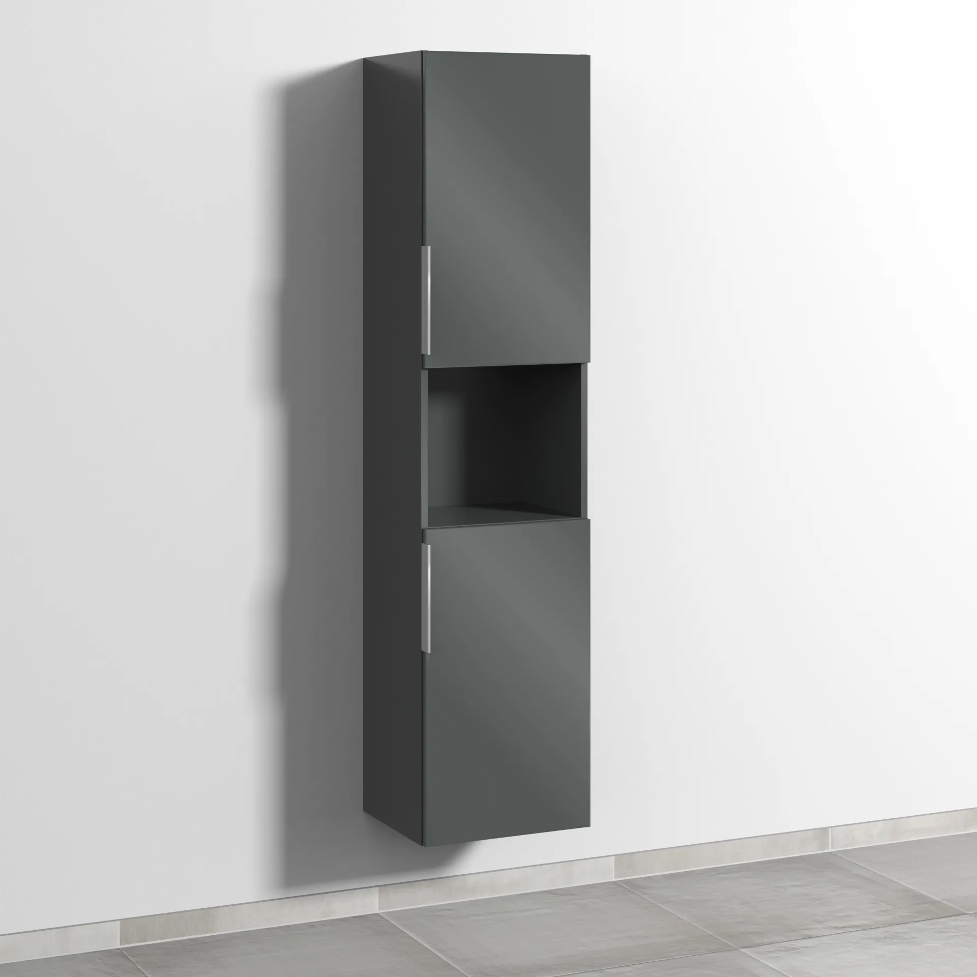 Sanipa Hochschrank „3way“ 400 × 1700 × 345 mm Anschlag rechts, in Anthrazit (glanz), Anschlag rechts
