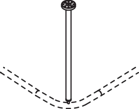 Deckenabhängung des Systems 900, Edelstahl, PVD, Länge 600 mm, bis auf 200 mm kürzbar, D: 25 mm, in Farbe CK (messing glänzend)