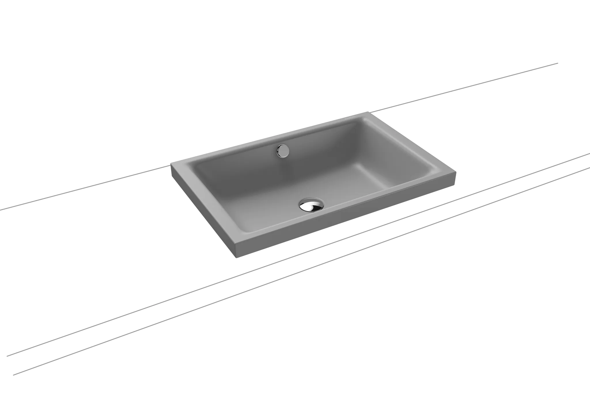 Aufsatzwaschtisch „Puro S“ 60 × 38,5 cm, mit Überlauf, ohne Hahnlochbohrung in cool grey 30 mit Perl-Effekt