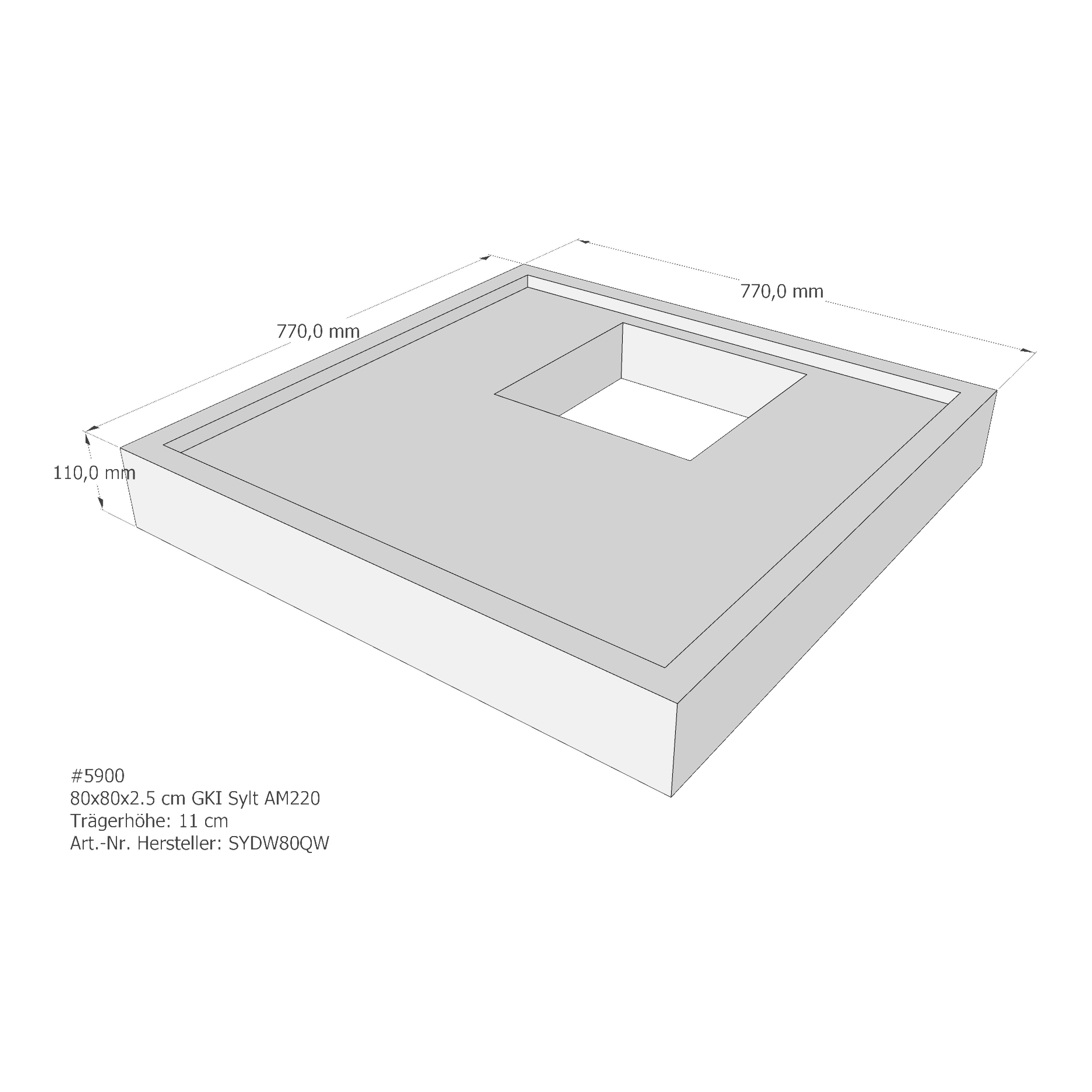 Duschwannenträger für GKI Sylt 80 × 80 × 2,5 cm