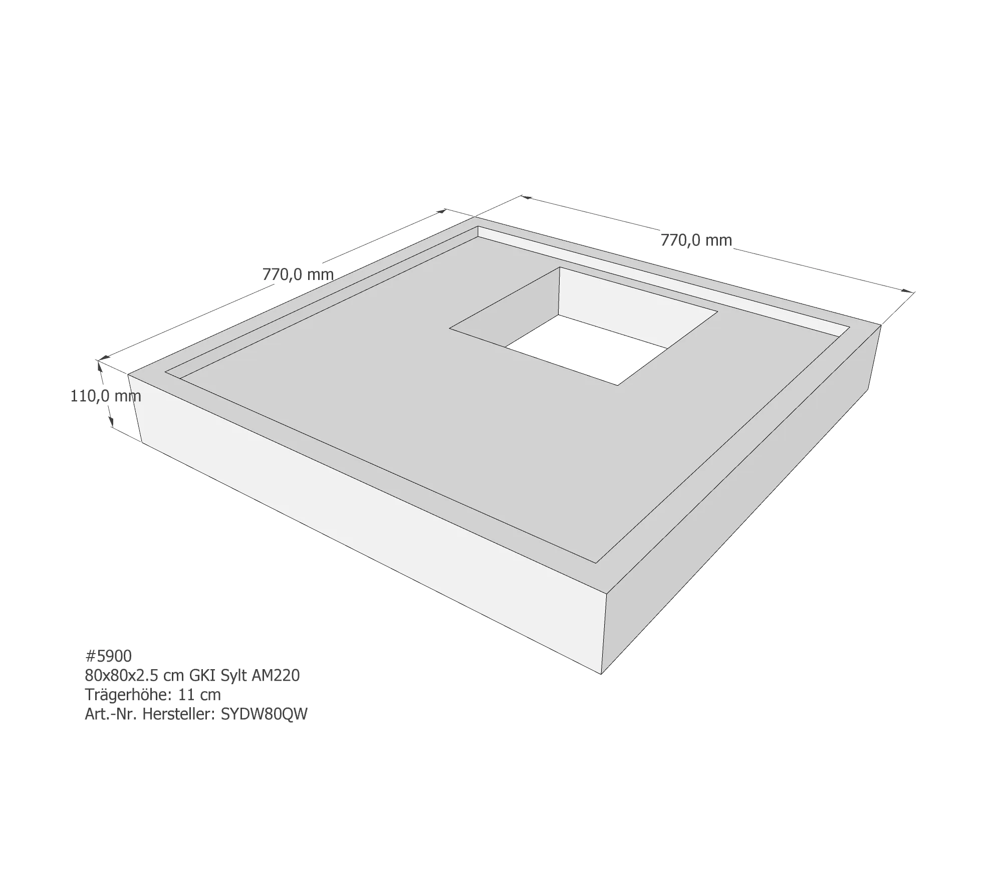 Duschwannenträger für GKI Sylt 80 × 80 × 2,5 cm Duschwannenträger für GKI Sylt 80 × 80 × 2,5 cm