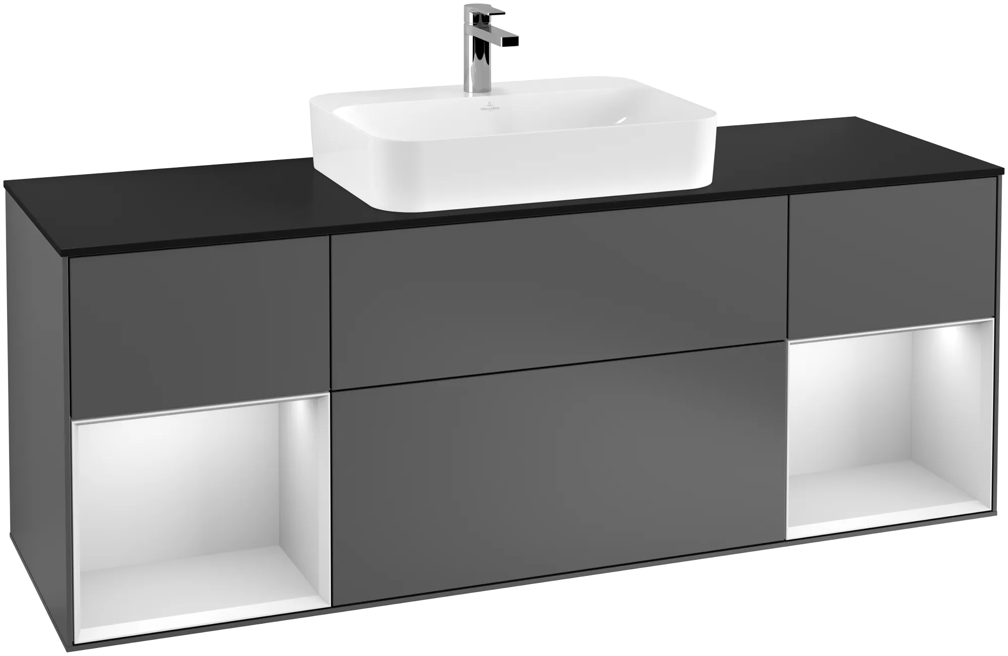 Villeroy & Boch Finion Waschbeckenunterschrank G45, anthrazit matt / weiß glänzend