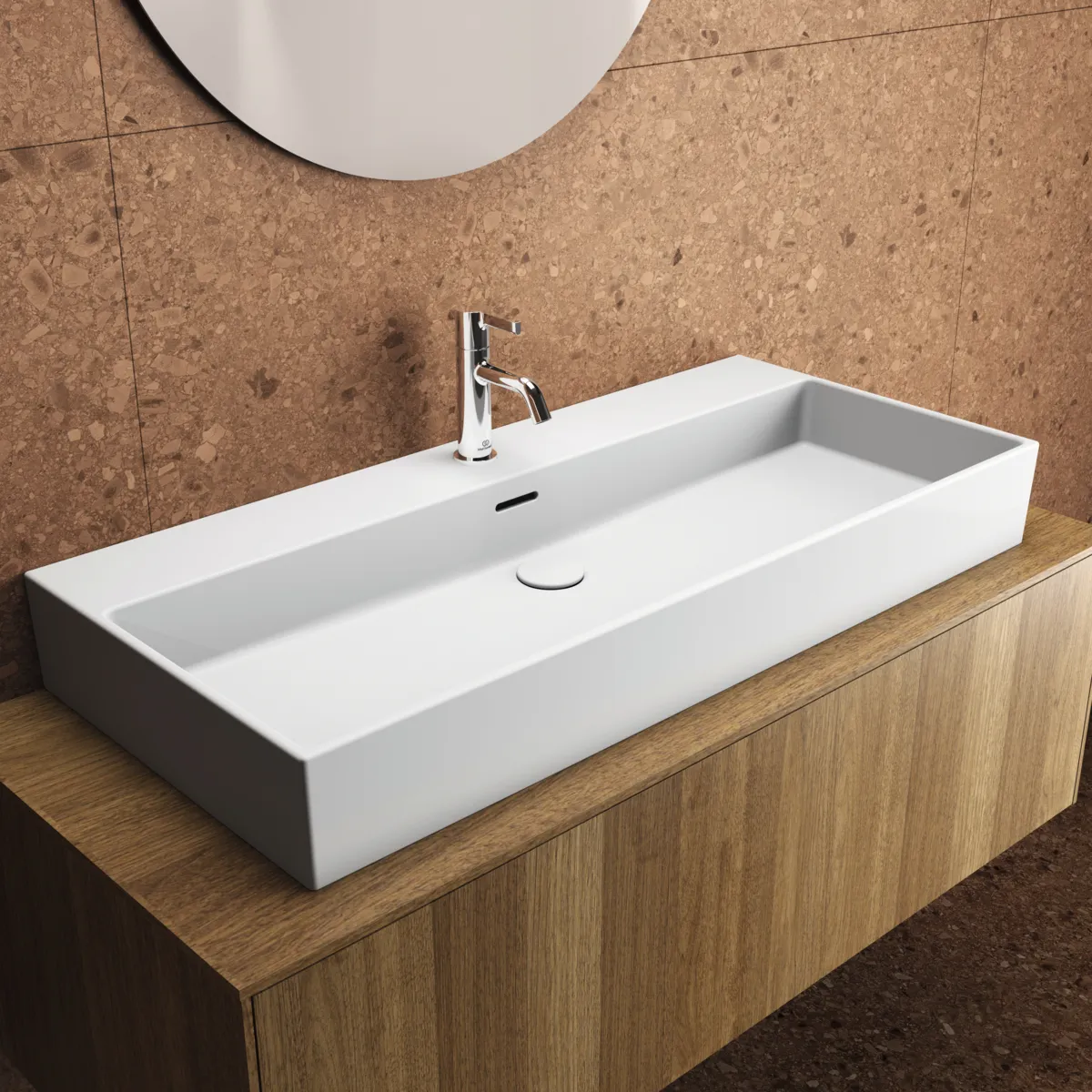 Ideal Standard Schaftventil E2114V1, nicht verschließbar, Seidenweiß, 72x72x75 mm, für Waschtisch