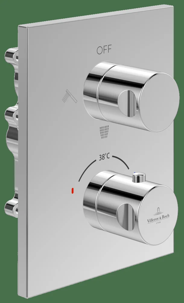 Villeroy & Boch Unterputz-Thermostat mit Dreiwege-Mengenregulierung, 150 x 58 x 190 mm, Rund, Wandmontage, Chrom
