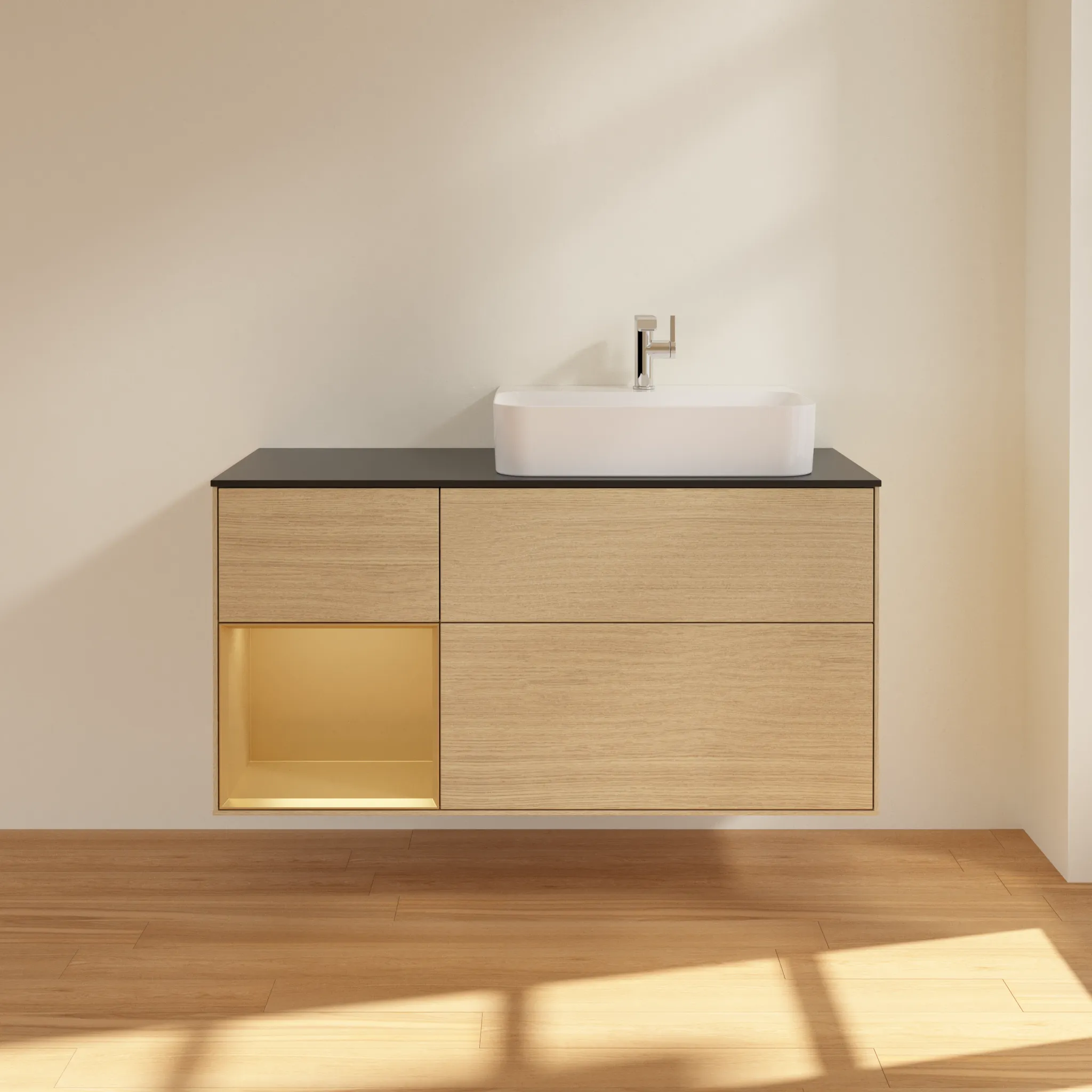 Villeroy & Boch Waschtischunterschrank „Finion“ für Schrankwaschtisch 1200 × 603 × 501 mm Oak Veneer, für Becken rechts Villeroy & Boch Waschtischunterschrank „Finion“ für Schrankwaschtisch 1200 × 603 × 501 mm Oak Veneer, für Becken rechts