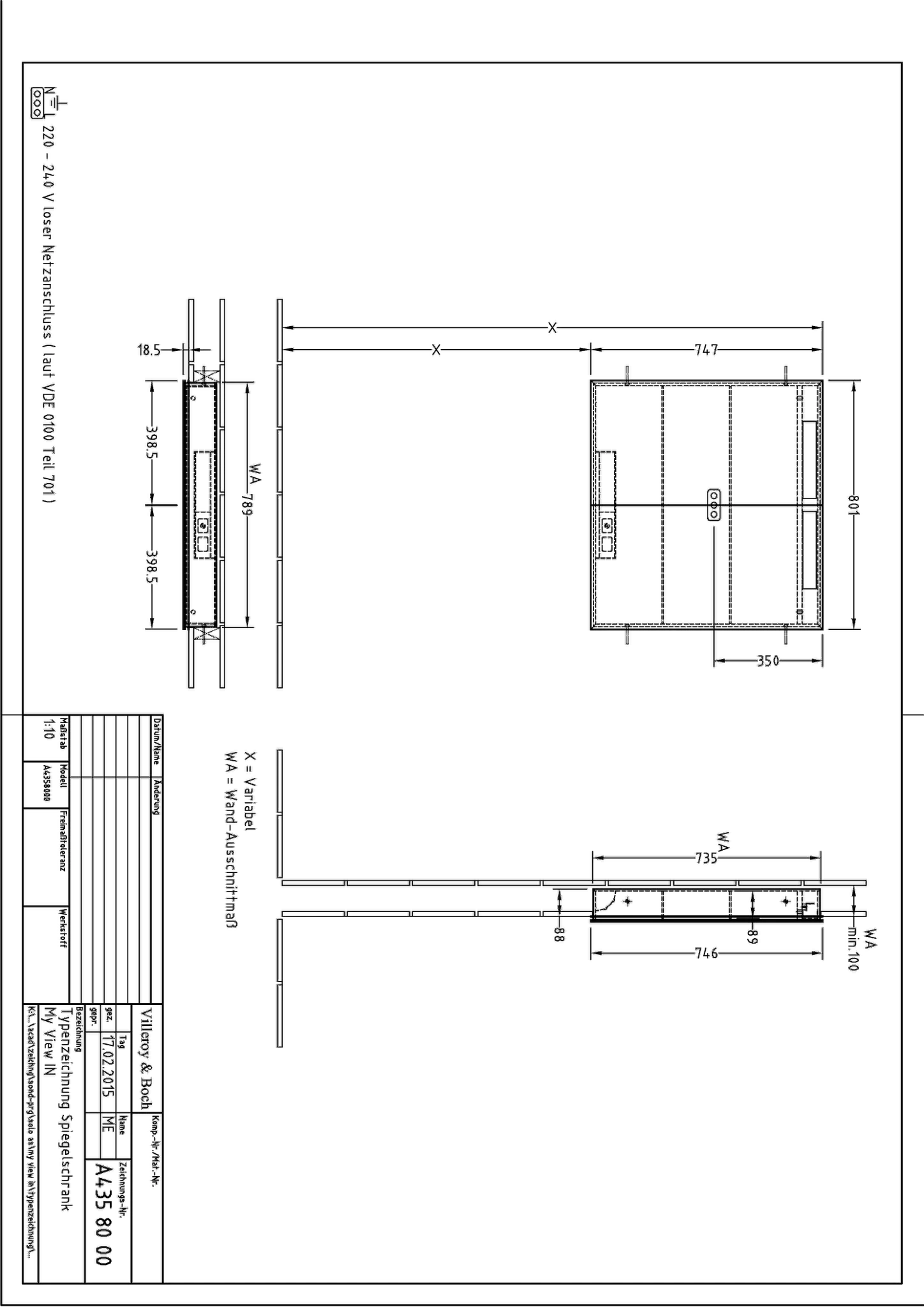 Villeroy & Boch Einbau-Spiegelschrank „My View-In“ 801 × 747 × 107 mm in White Matt