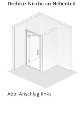HSK teilgerahmte Drehtür an Nebenteil „Atelier Plan“ Glas Grau, Profile Chromoptik (Alu Hochglanz poliert), H: 2000 mm HSK teilgerahmte Drehtür an Nebenteil „Atelier Plan“ Glas Grau, Profile Chromoptik (Alu Hochglanz poliert), H: 2000 mm