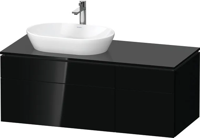 Duravit Waschtischunterschrank wandhängend „L-Cube“ 122 × 48,2 × 55 cm Schwarz Hochglanz, links Duravit Waschtischunterschrank wandhängend „L-Cube“ 122 × 48,2 × 55 cm Schwarz Hochglanz, links
