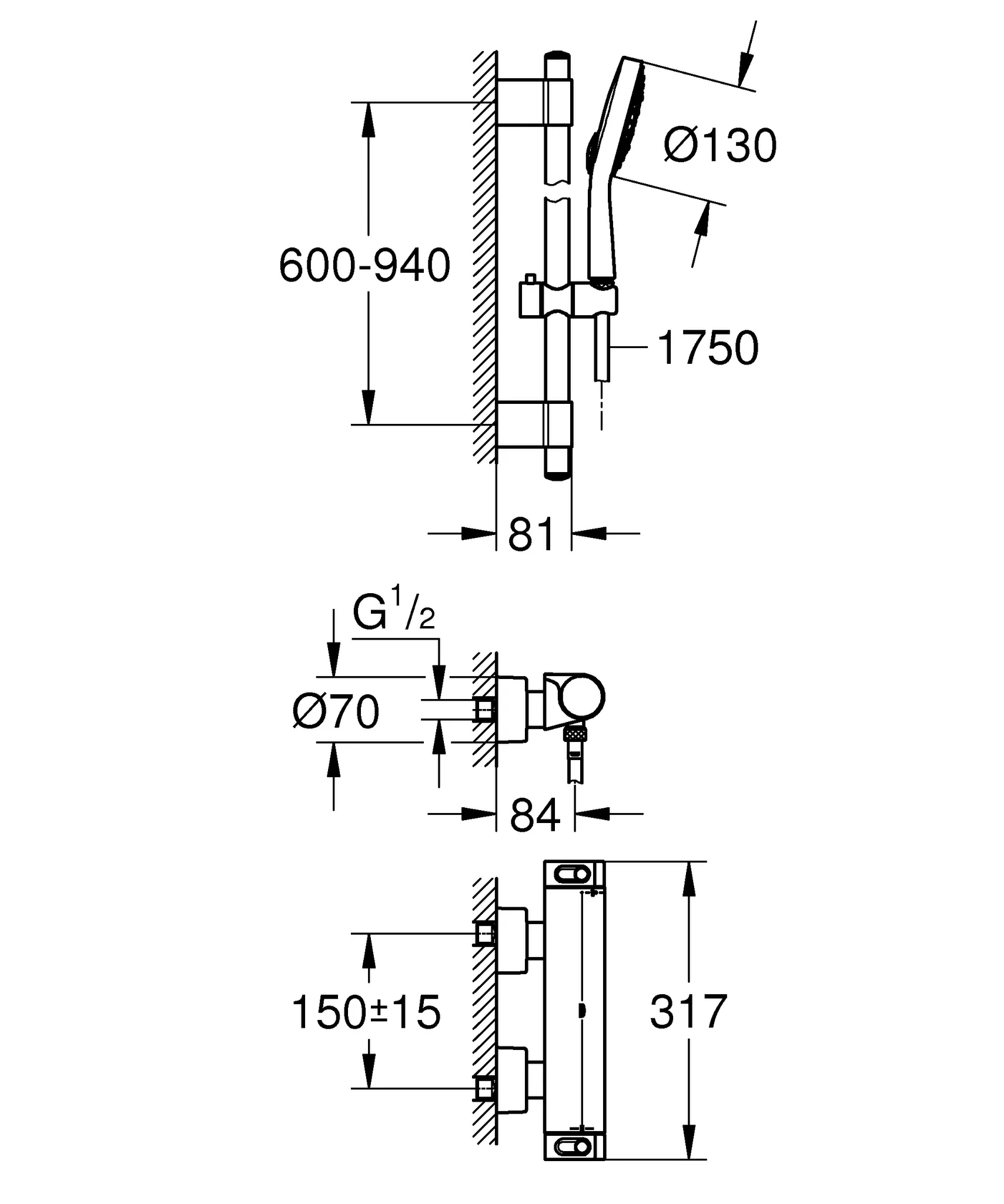 Grohe Grohtherm 2000 Thermostat-Brausebatterie mit Brausegarnitur Power&Soul Cosmopolitan 130, chrom Grohe Grohtherm 2000 Thermostat-Brausebatterie mit Brausegarnitur Power&Soul Cosmopolitan 130, chrom