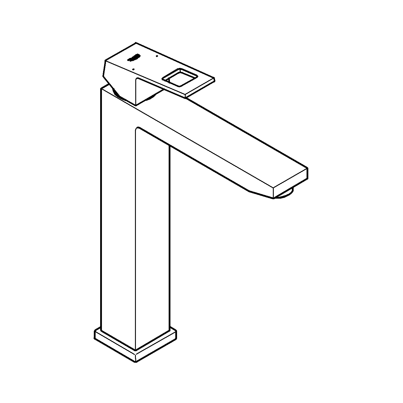 Einhand-Waschtischbatterie Eurocube 23406, XL-Size, Einlochmontage, für freistehende Waschschüsseln, glatter Körper, chrom